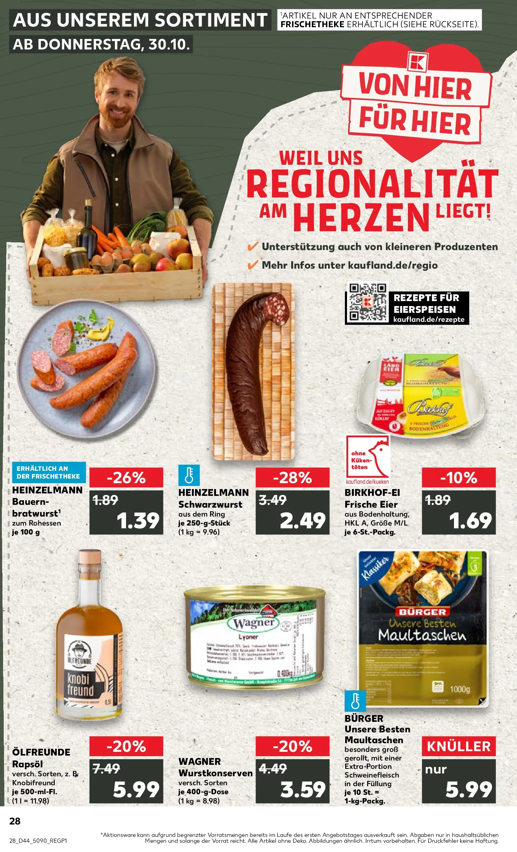 Prospekt Kaufland ab 03.11.2025 » Angebote und Werbung Online | Seite: 28 | Produkte: Eier, Rapsöl, Schweinefleisch, Maultaschen Prospekt Kaufland ab 03.11.2025 » Angebote Online zum Blättern | Seite: 28 | Produkte: Eier, Rapsöl, Schweinefleisch, Maultaschen