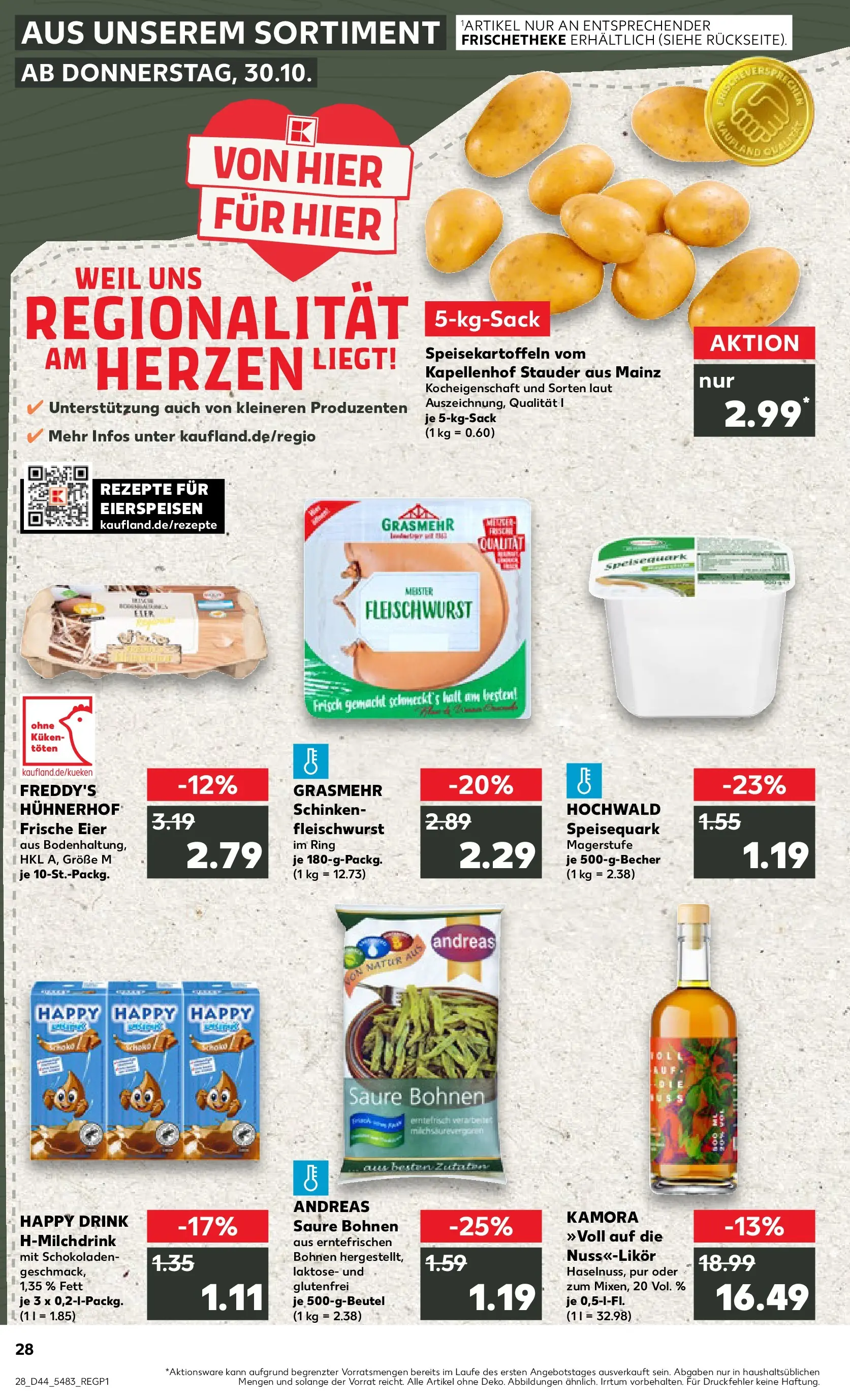 Prospekt Kaufland ab 03.11.2025 » Angebote Online zum Blättern | Seite: 28 | Produkte: Quark, Eier, Likör, Schinken