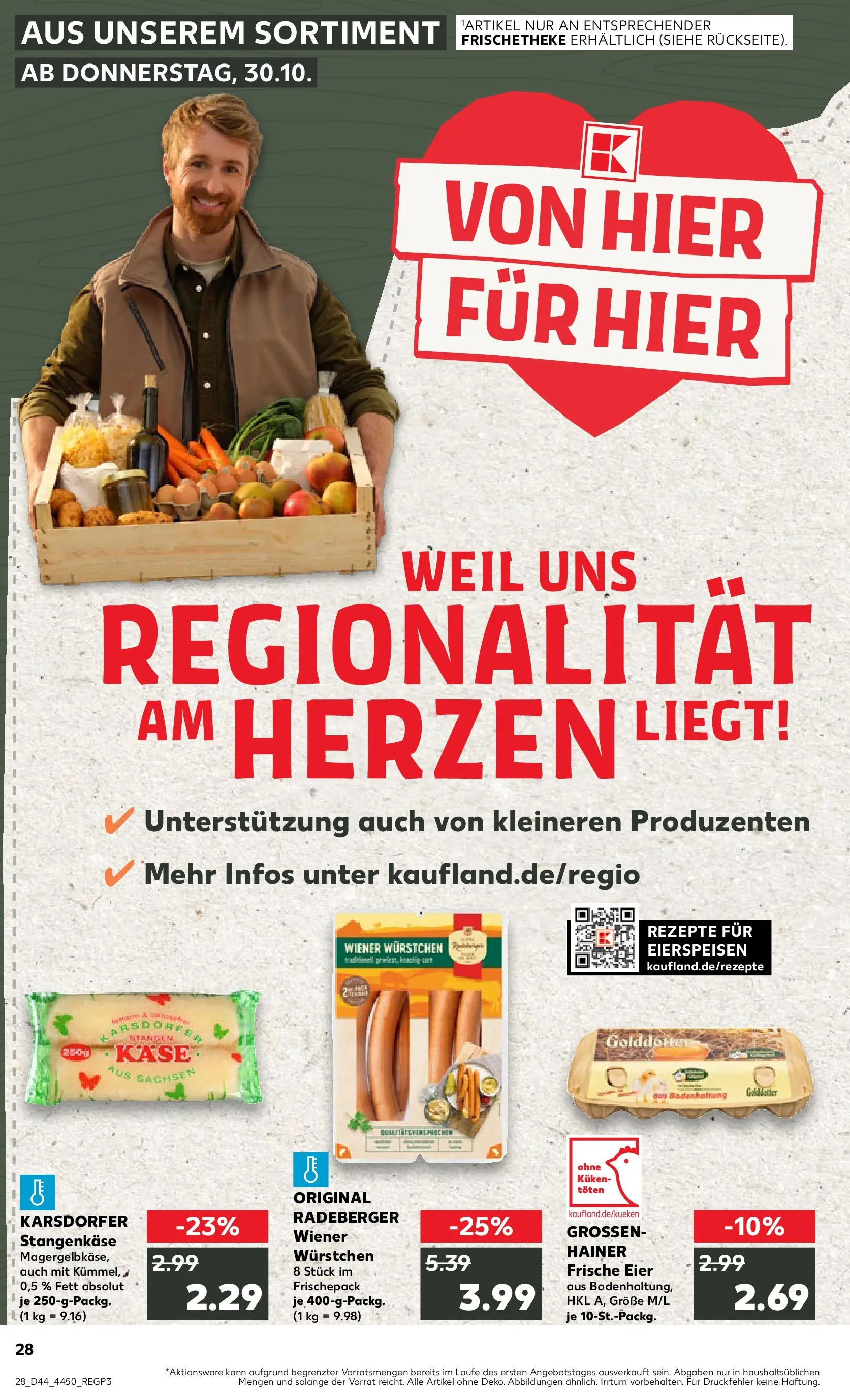 Prospekt Kaufland ab 03.11.2025 » Angebote Online zum Blättern | Seite: 28 | Produkte: Wiener wurstchen, Käse, Eier