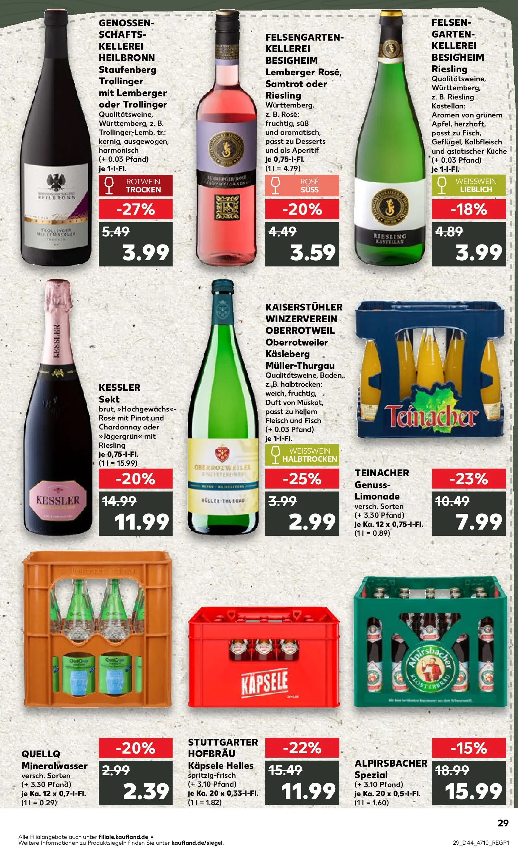 Prospekt Kaufland ab 03.11.2025 » Angebote und Werbung Online | Seite: 29 | Produkte: Weißwein trocken, Limonade, Mineralwasser, Fisch Prospekt Kaufland ab 03.11.2025 » Angebote Online zum Blättern | Seite: 29 | Produkte: Weißwein trocken, Limonade, Mineralwasser, Fisch