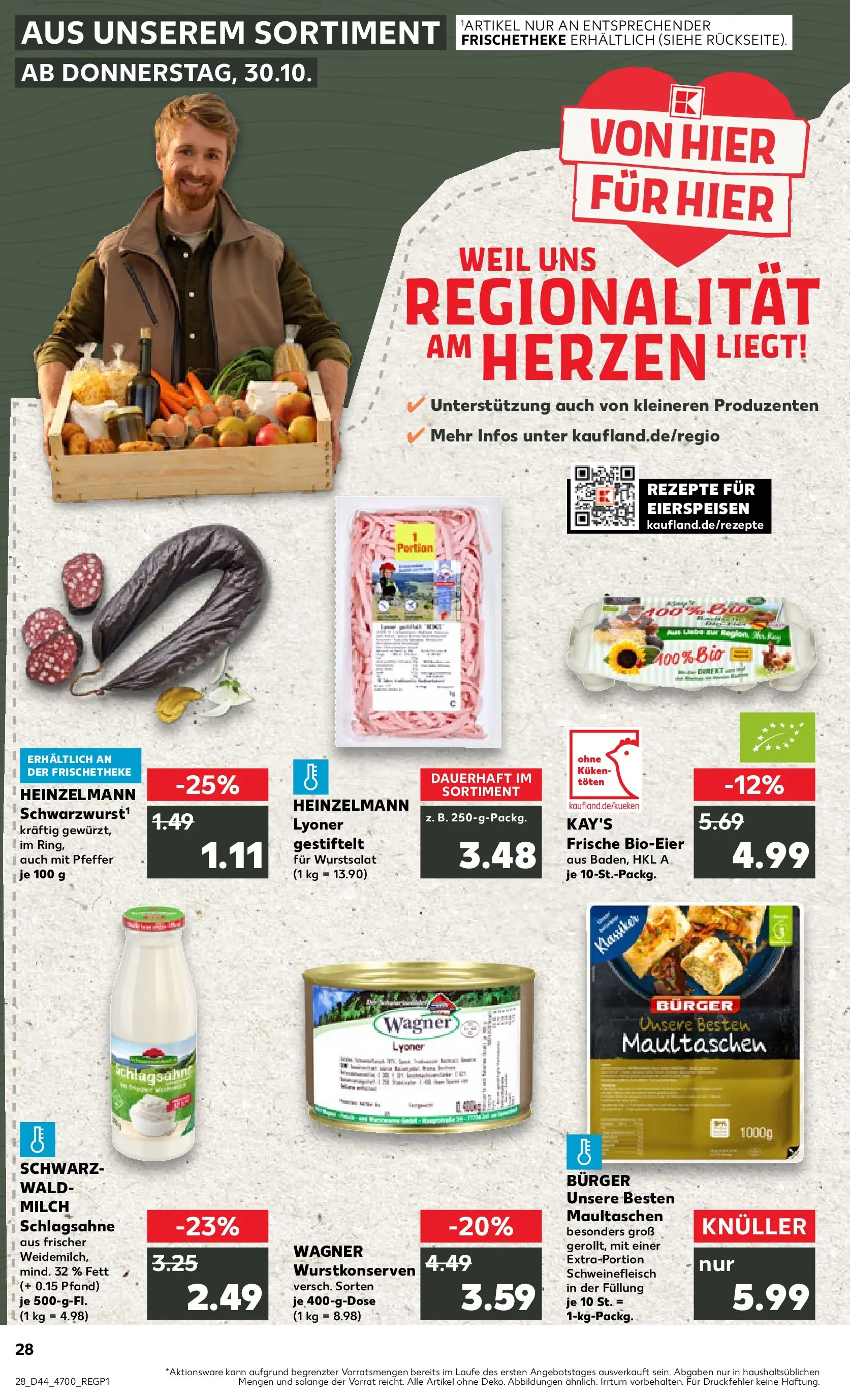 Prospekt Kaufland ab 03.11.2025 » Angebote Online zum Blättern | Seite: 28 | Produkte: Milch, Pfeffer, Schweinefleisch, Maultaschen