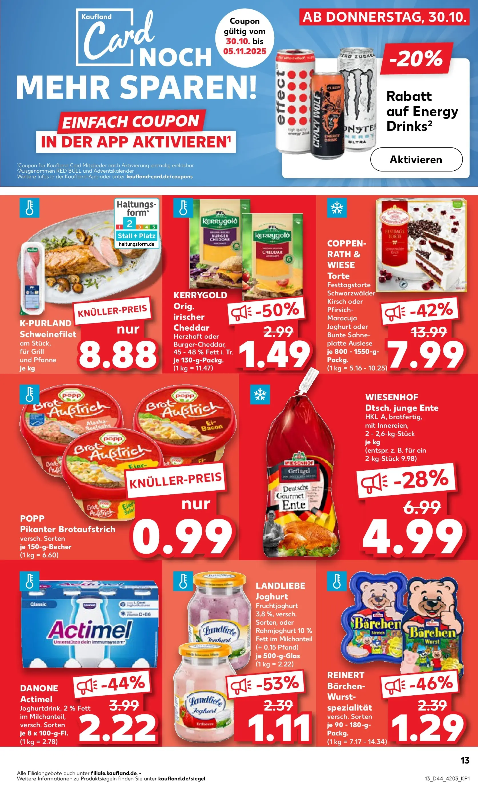 Prospekt Kaufland ab 03.11.2025 » Angebote Online zum Blättern | Seite: 13 | Produkte: Energy, Burger, Schweinefilet, Wurst