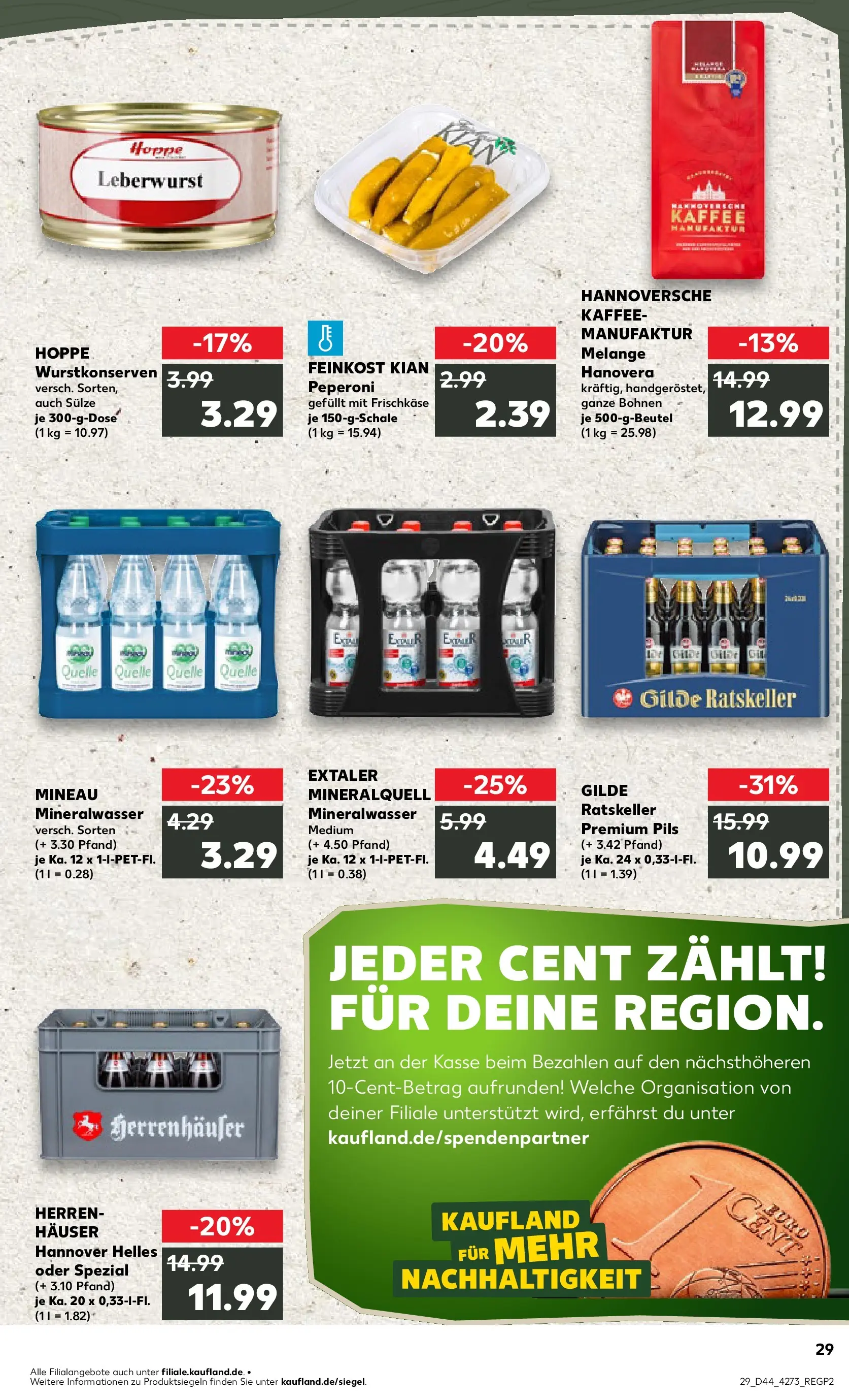 Prospekt Kaufland ab 03.11.2025 » Angebote Online zum Blättern | Seite: 29 | Produkte: Kaffee, Pils, Mineralwasser, Frischkase