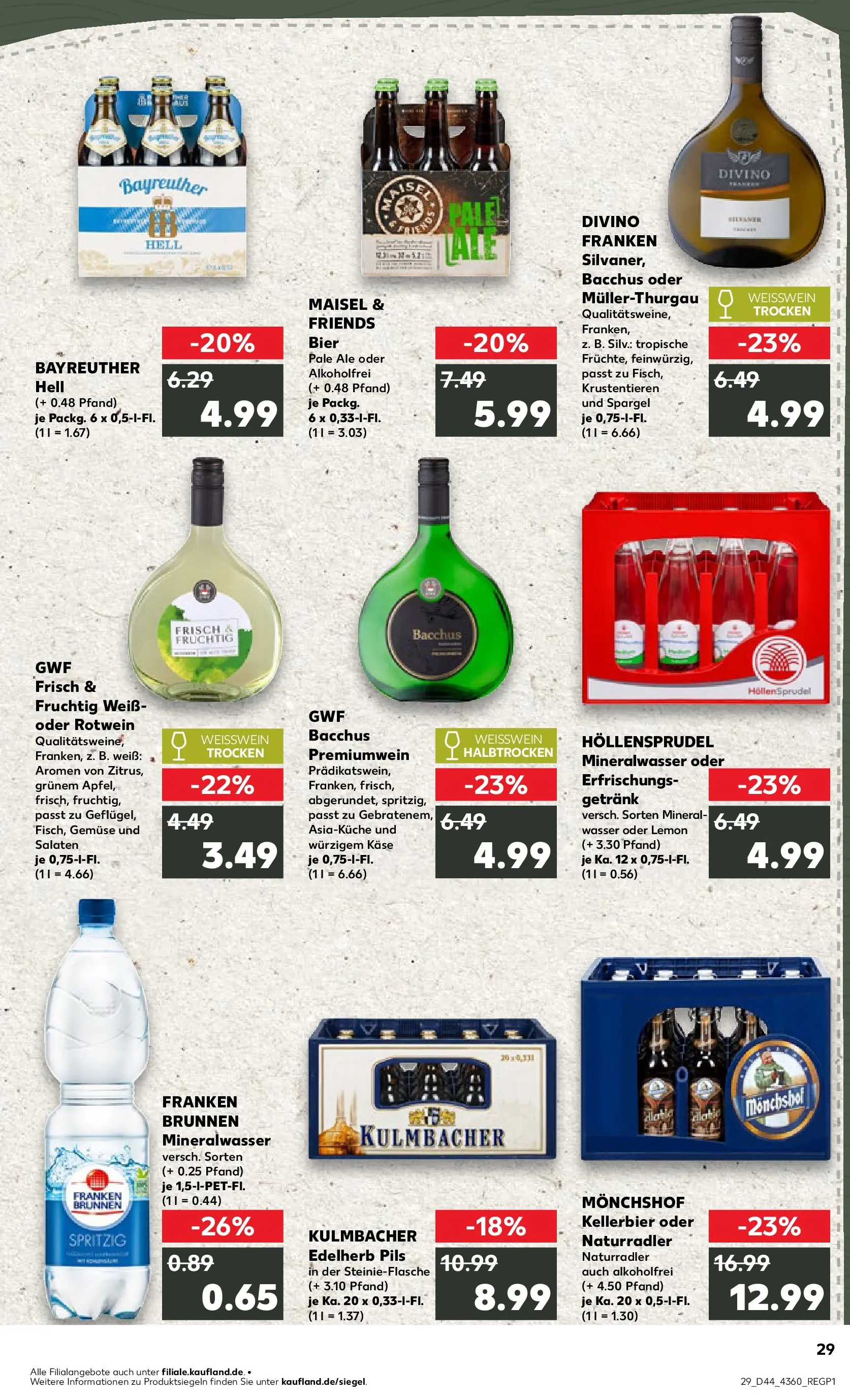 Prospekt Kaufland ab 03.11.2025 » Angebote Online zum Blättern | Seite: 29 | Produkte: Käse, Rotwein, Pils, Gemüse