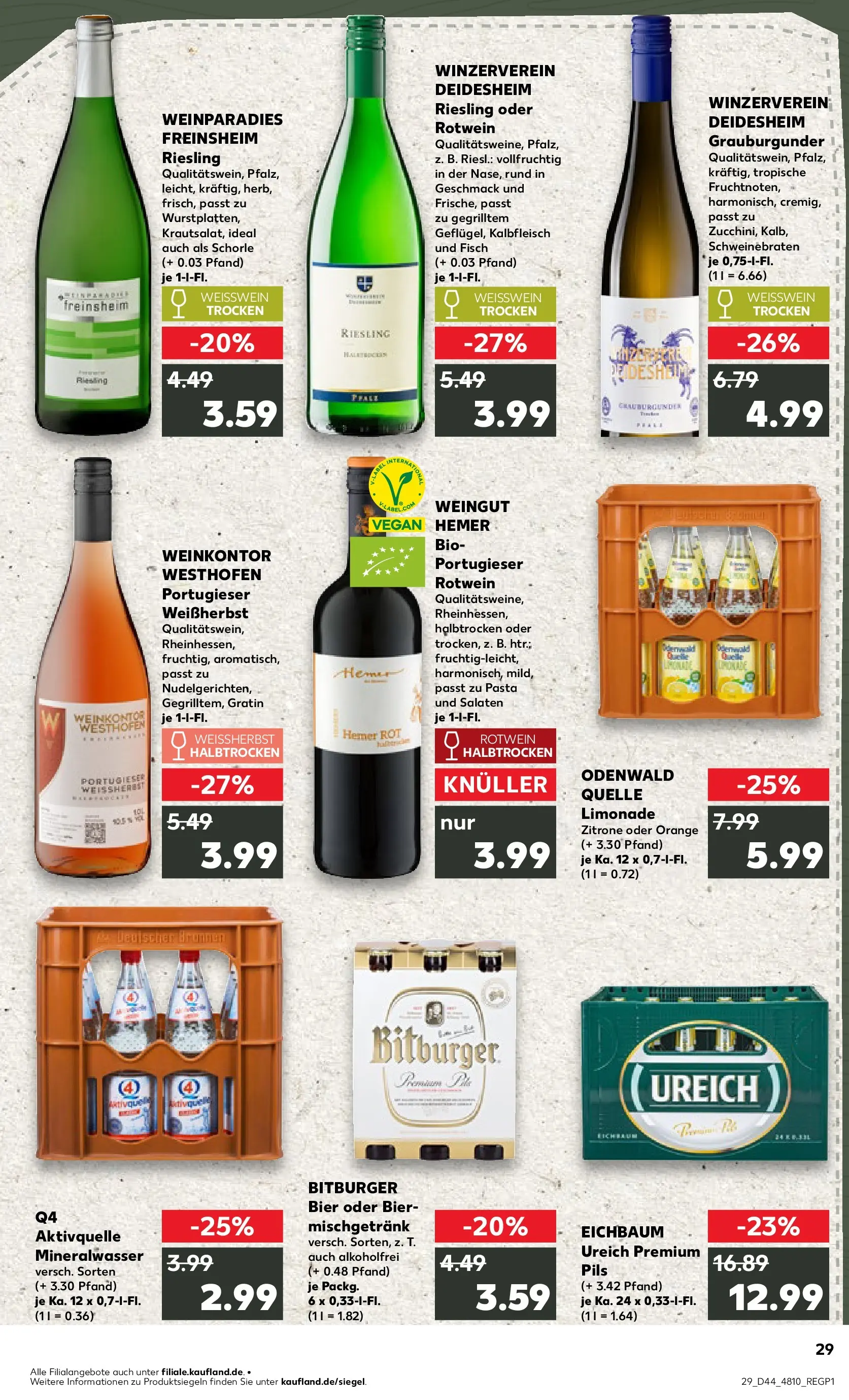 Prospekt Kaufland ab 03.11.2025 » Angebote Online zum Blättern | Seite: 29 | Produkte: Rotwein, Limonade, Mineralwasser, Zitrone