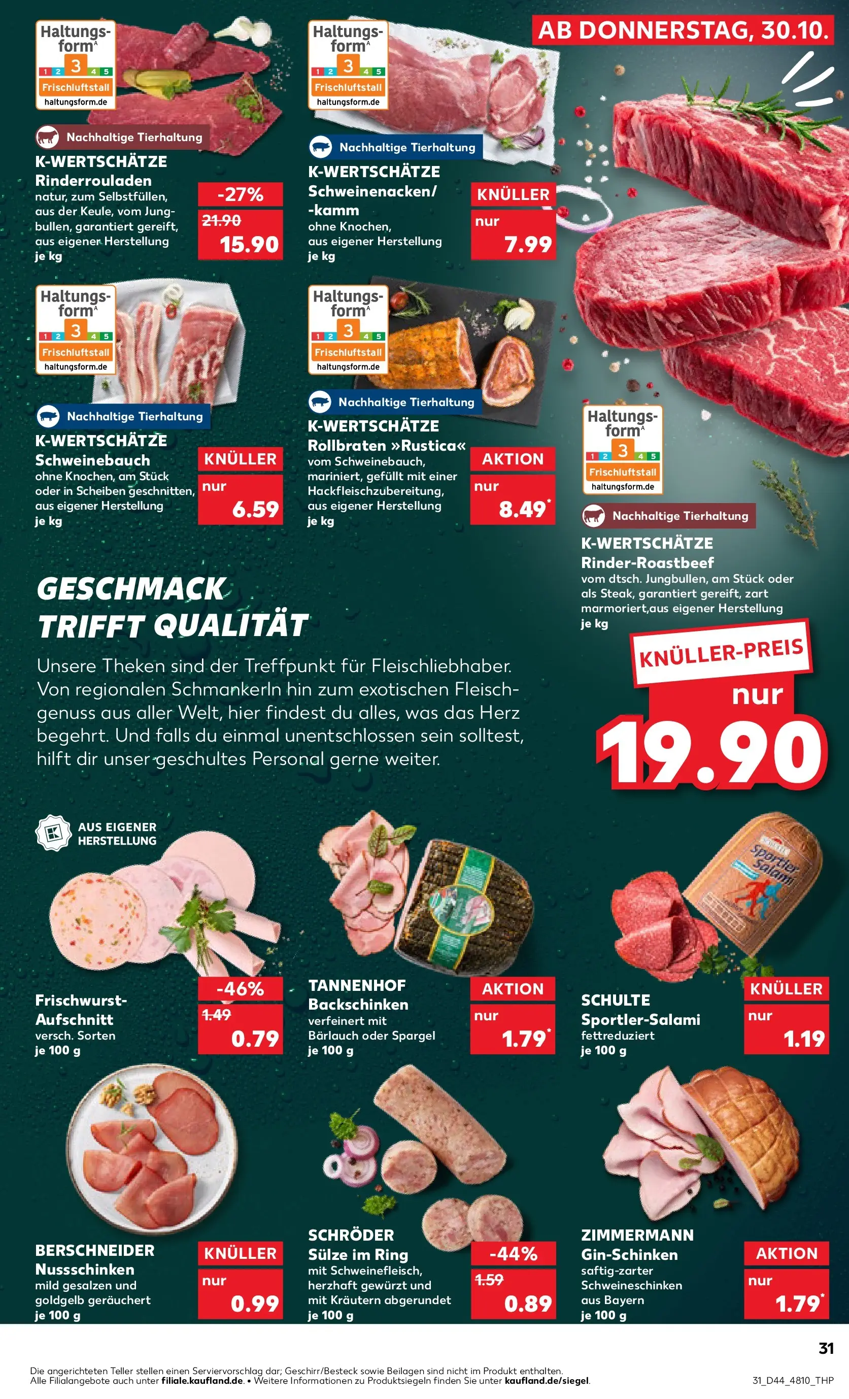 Prospekt Kaufland ab 03.11.2025 » Angebote Online zum Blättern | Seite: 31 | Produkte: Rinderrouladen, Schweinebauch, Spargel, Fleisch