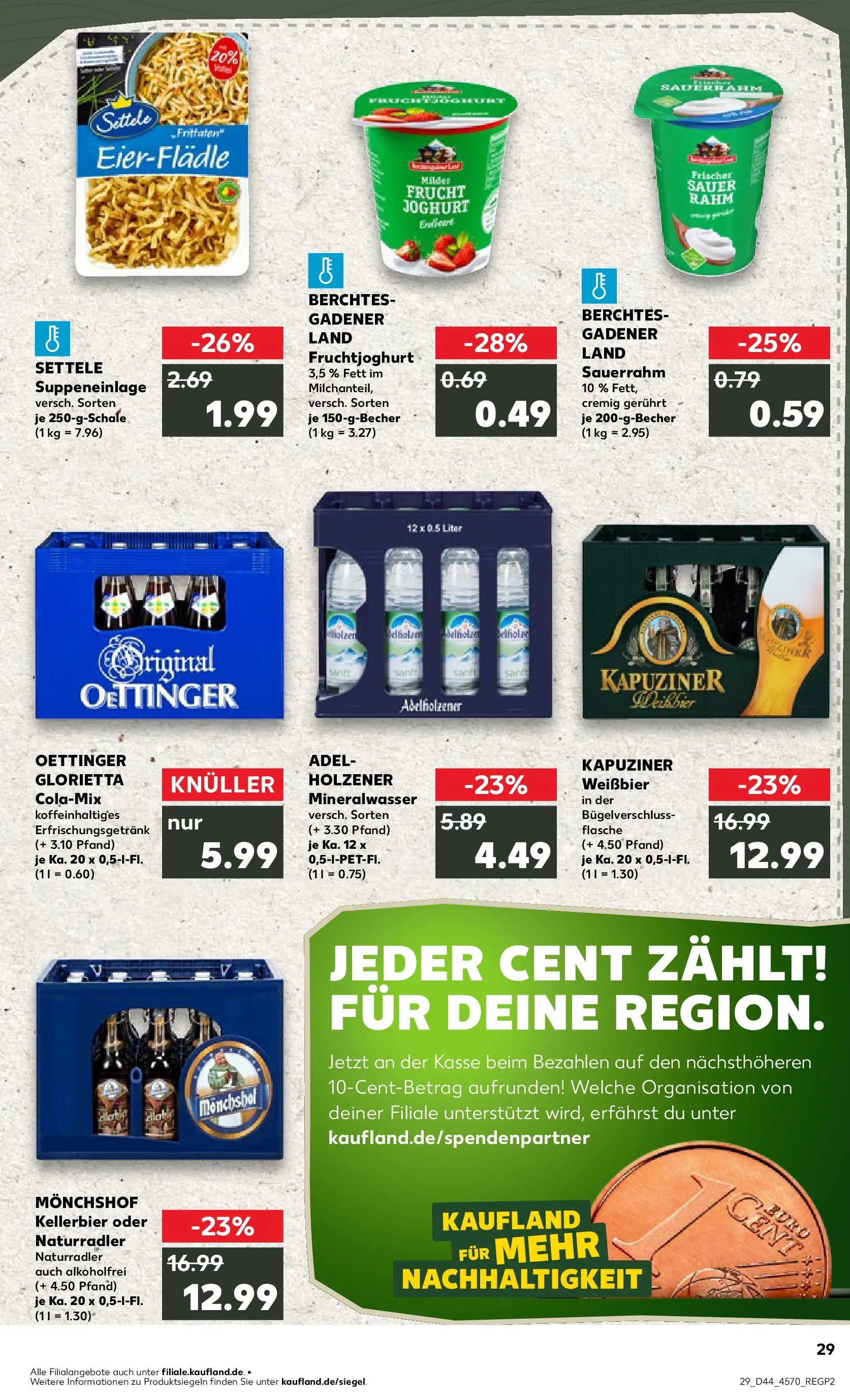Prospekt Kaufland ab 03.11.2025 » Angebote Online zum Blättern | Seite: 29 | Produkte: Joghurt, Adelholzener, Oettinger, Fruchtjoghurt