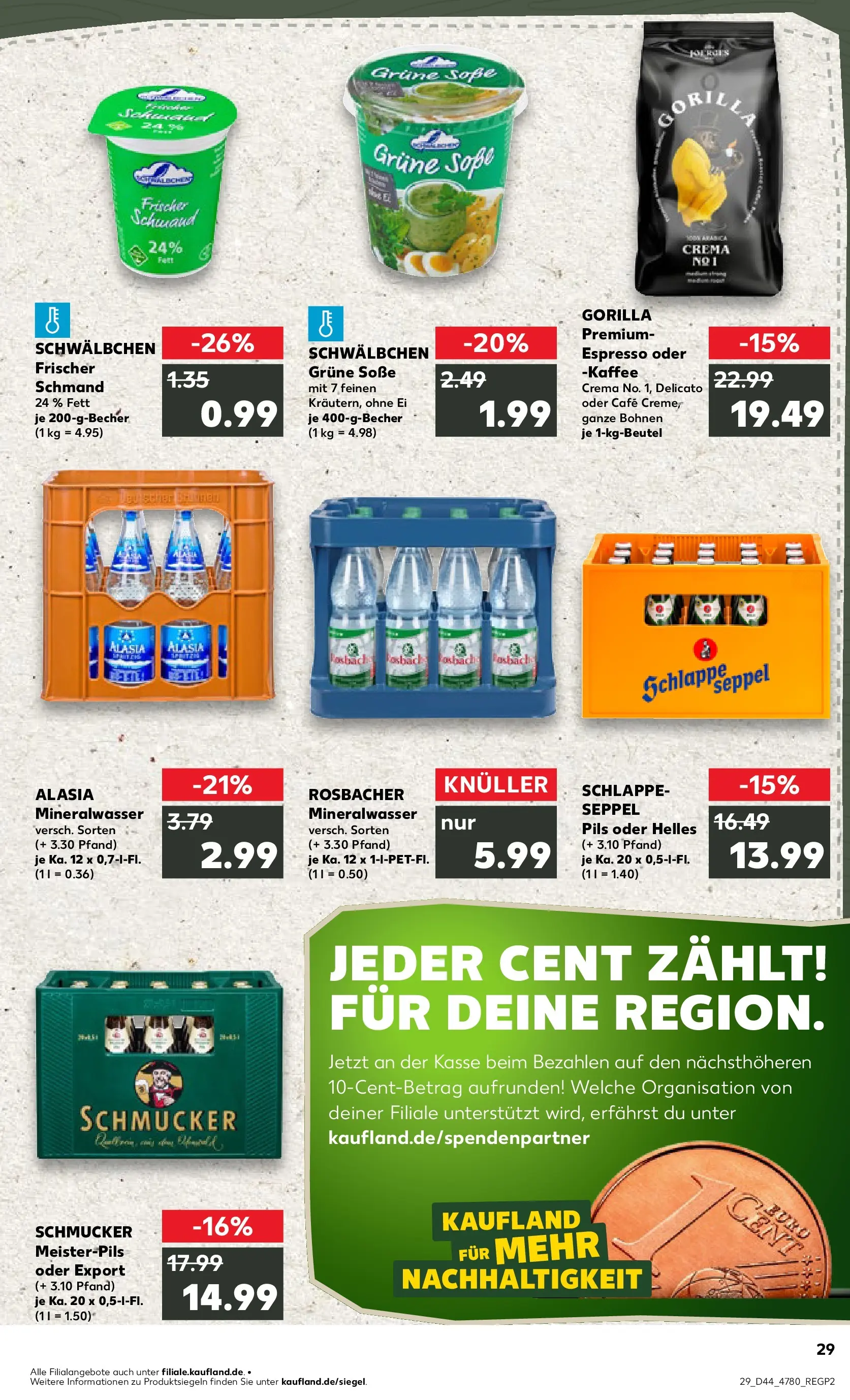 Prospekt Kaufland ab 03.11.2025 » Angebote Online zum Blättern | Seite: 29 | Produkte: Kaffee, Pils, Mineralwasser, Soße