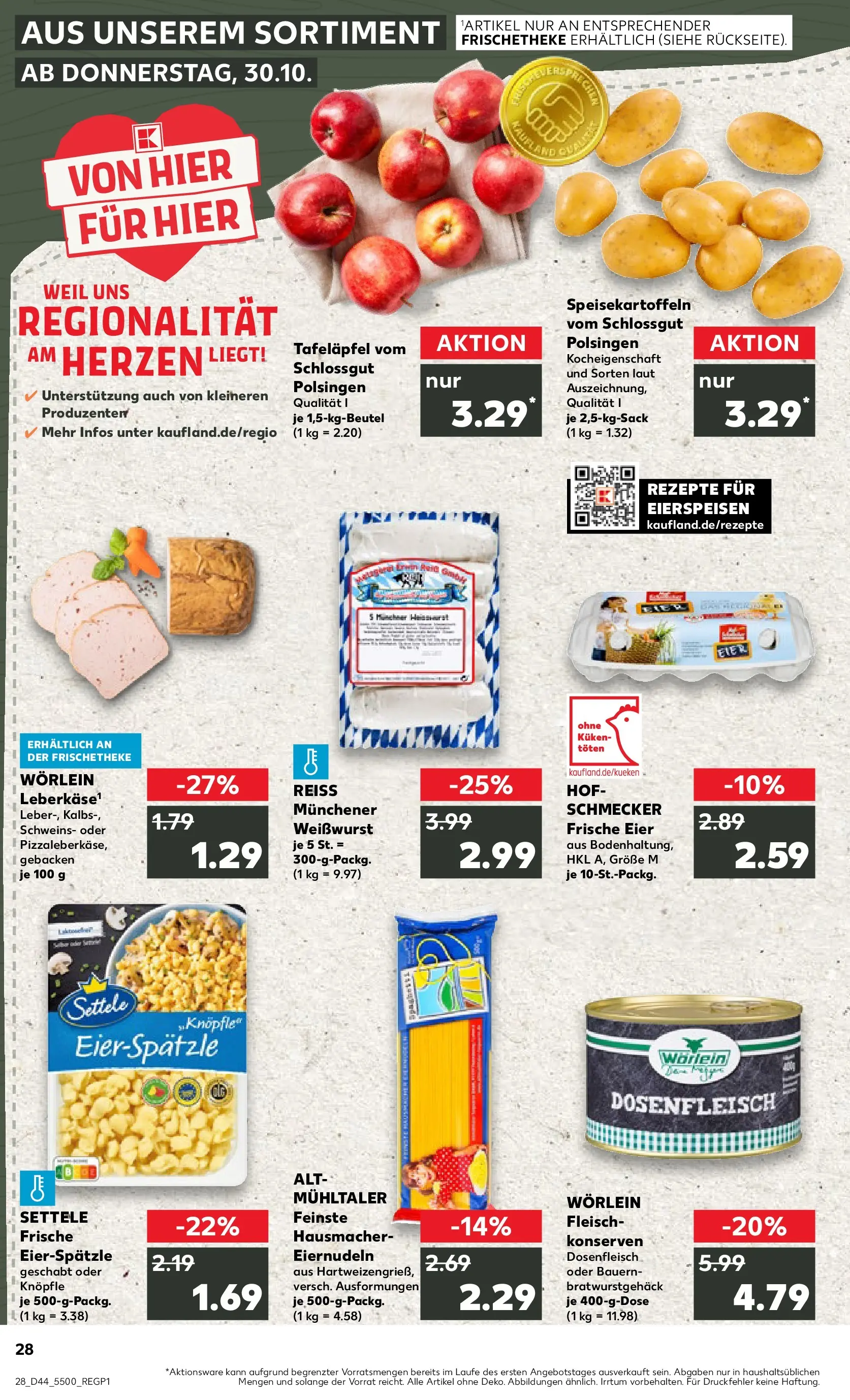 Prospekt Kaufland ab 03.11.2025 » Angebote Online zum Blättern | Seite: 28 | Produkte: Eier, Weißwurst, Fleisch, Leberkase