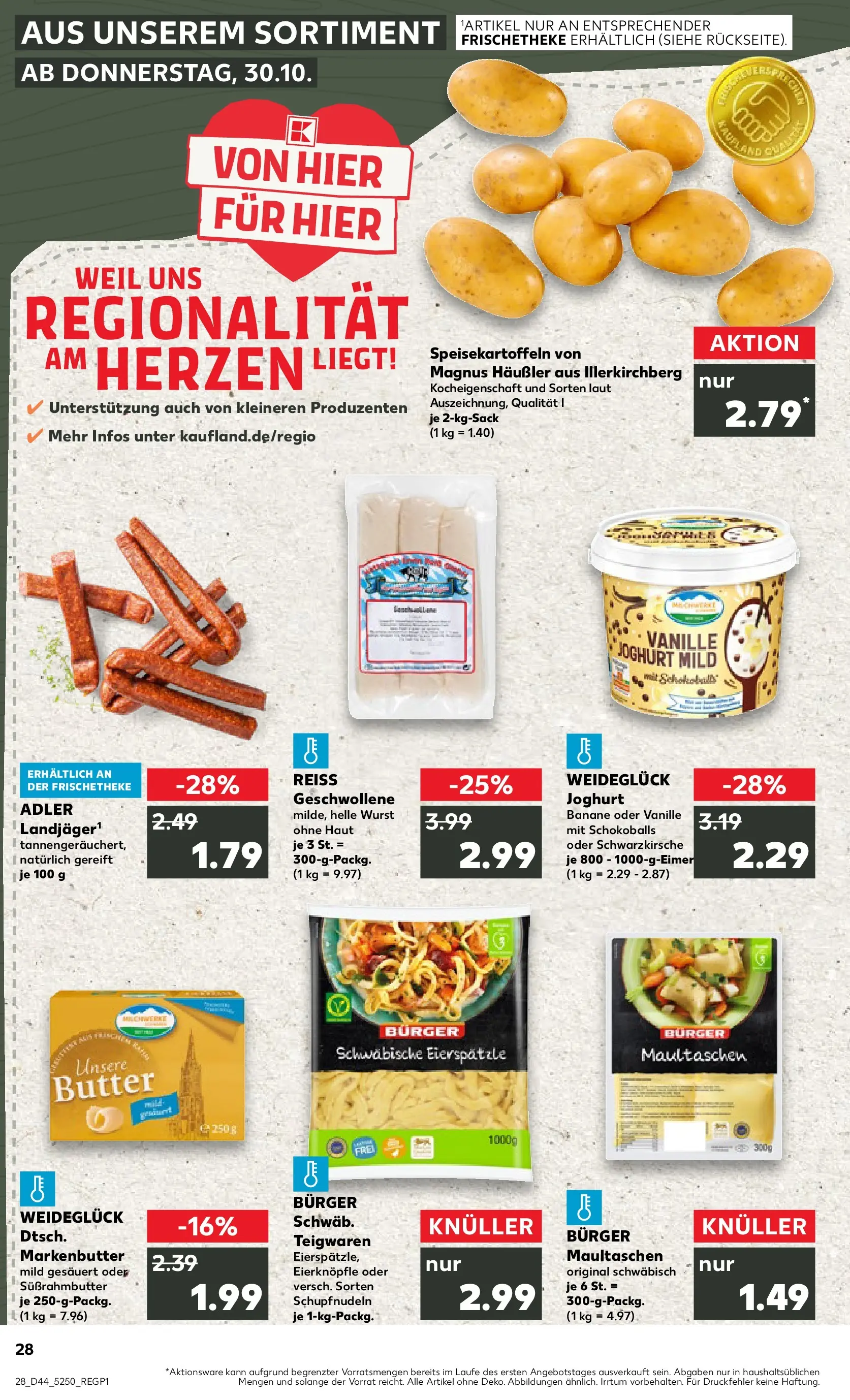 Prospekt Kaufland ab 03.11.2025 » Angebote Online zum Blättern | Seite: 28 | Produkte: Butter, Joghurt, Wurst, Maultaschen