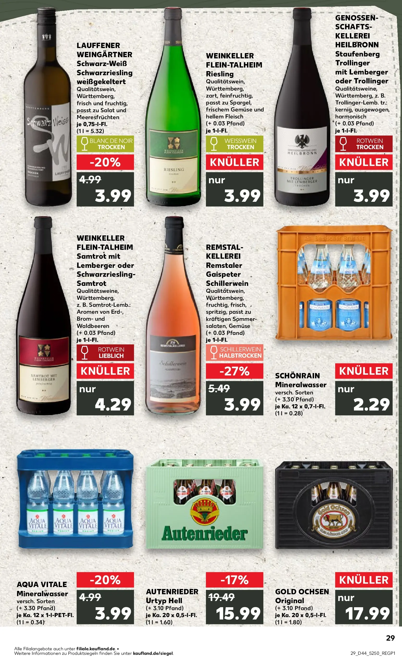 Prospekt Kaufland ab 03.11.2025 » Angebote Online zum Blättern | Seite: 29 | Produkte: Rotwein, Mineralwasser, Gemüse, Fleisch