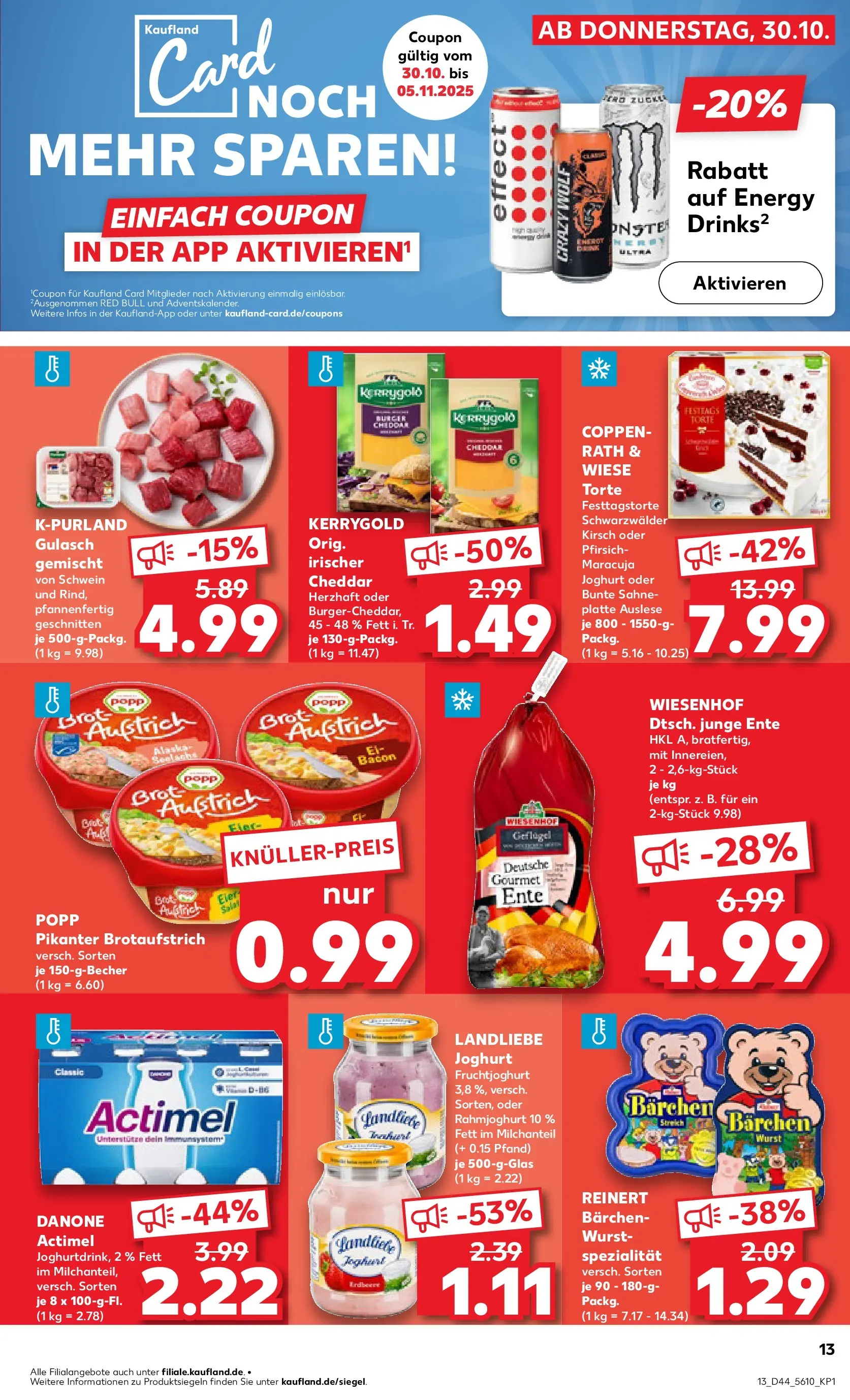 Prospekt Kaufland ab 03.11.2025 » Angebote Online zum Blättern | Seite: 13 | Produkte: Joghurt, Wurst, Pfirsich, Sahne
