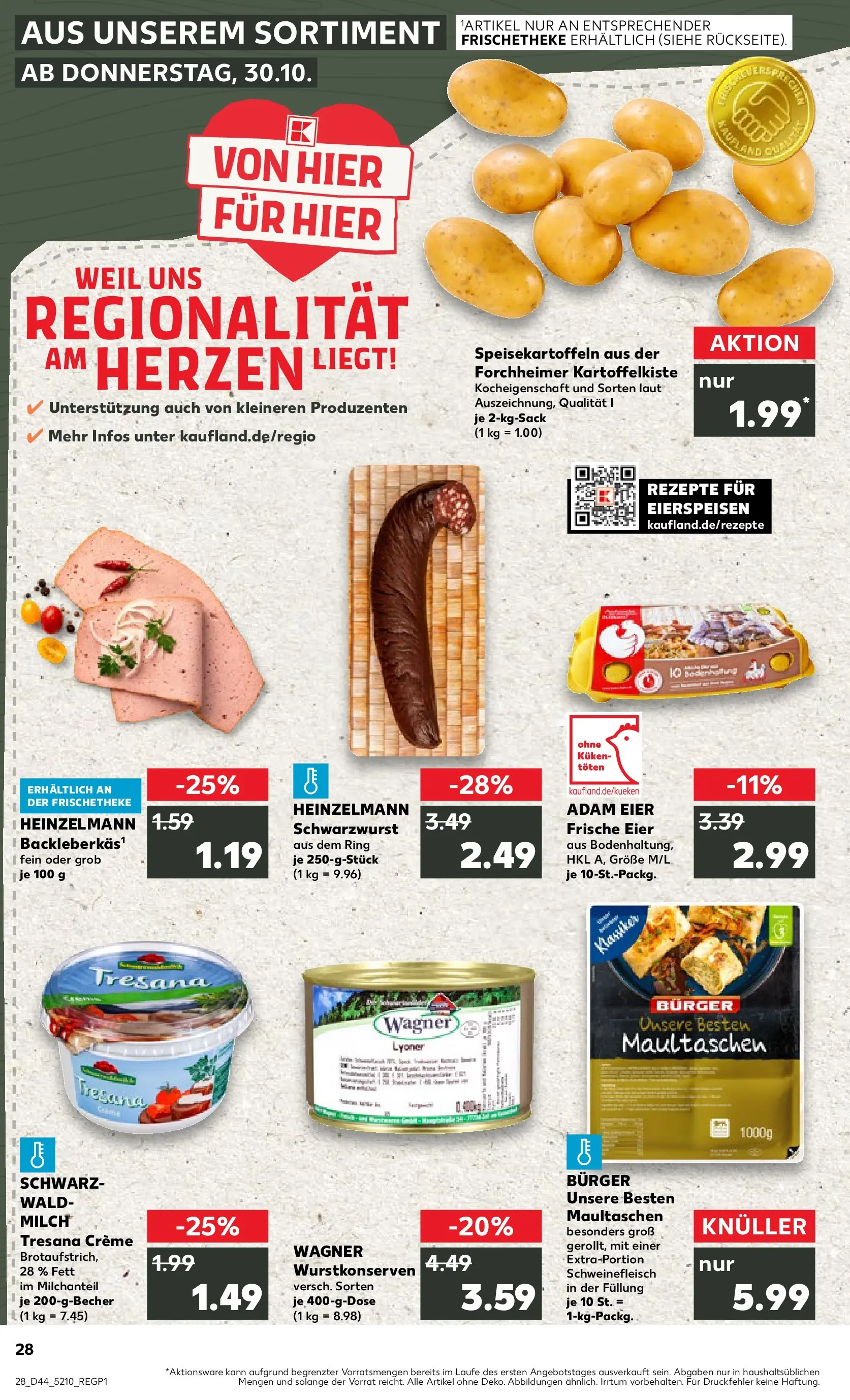 Prospekt Kaufland ab 03.11.2025 » Angebote Online zum Blättern | Seite: 28 | Produkte: Milch, Burger, Pasta, Schweinefleisch
