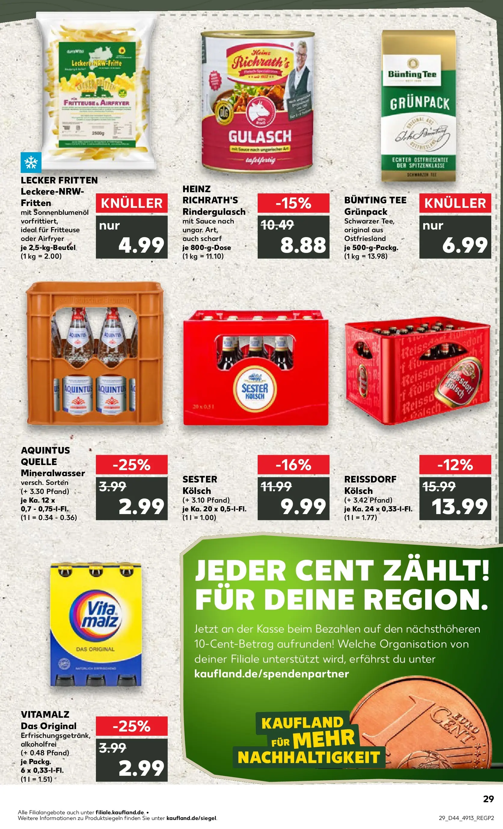 Prospekt Kaufland ab 03.11.2025 » Angebote und Werbung Online | Seite: 29 | Produkte: Sonnenblumenol, Mineralwasser, Gulasch, Fritteuse Prospekt Kaufland ab 03.11.2025 » Angebote Online zum Blättern | Seite: 29 | Produkte: Sonnenblumenol, Mineralwasser, Gulasch, Fritteuse