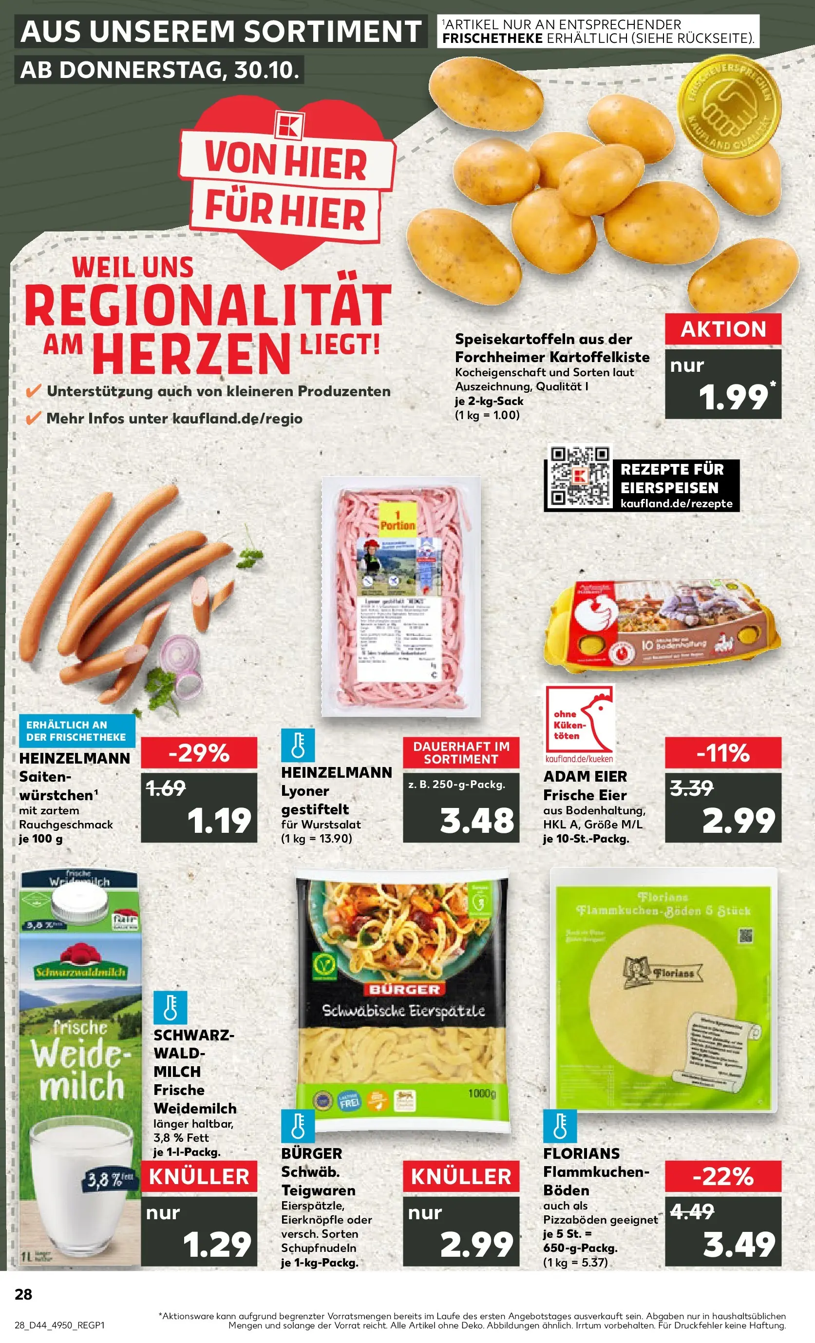 Prospekt Kaufland ab 03.11.2025 » Angebote Online zum Blättern | Seite: 28 | Produkte: Milch, Eier, Burger, Pasta