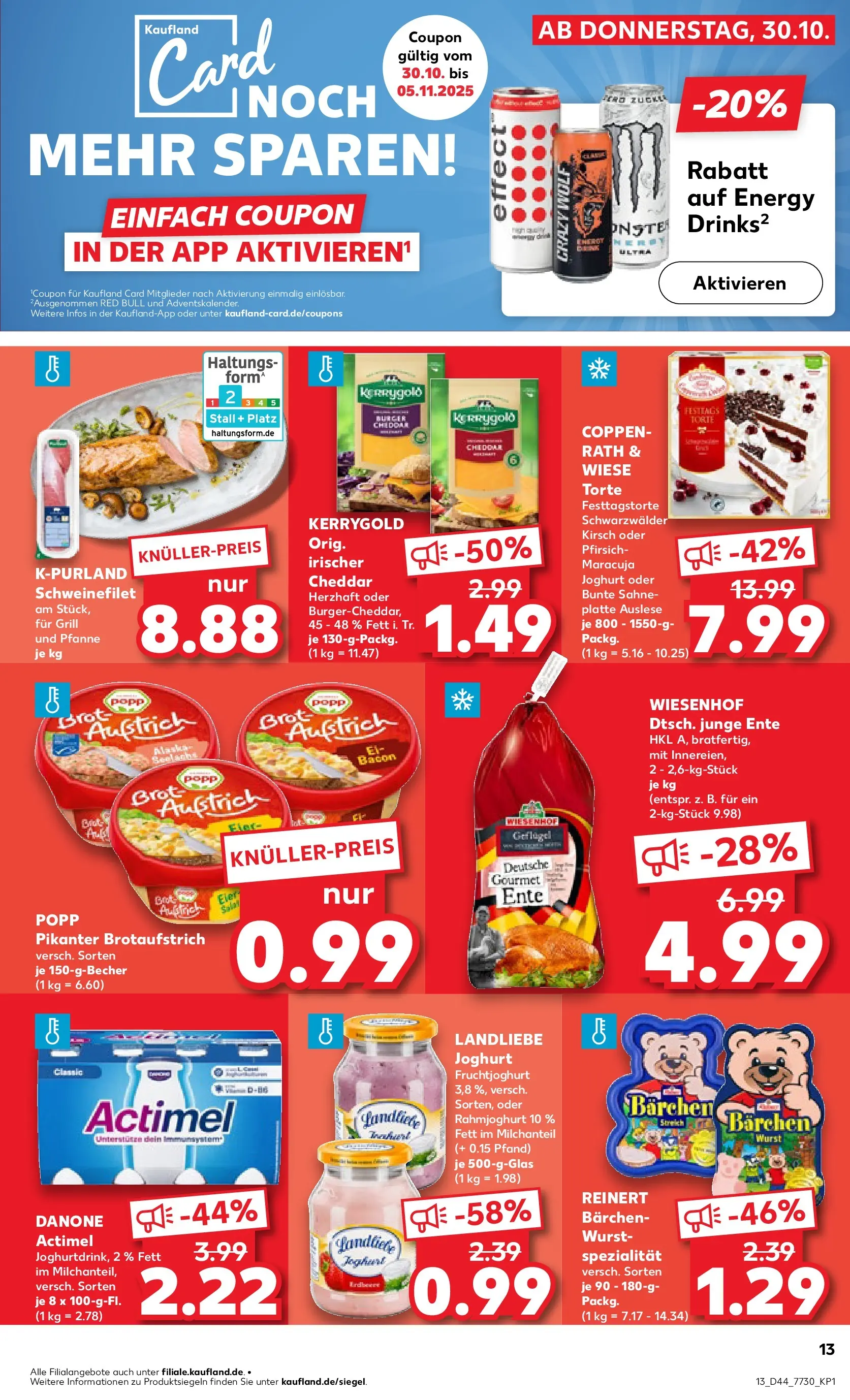 Prospekt Kaufland ab 03.11.2025 » Angebote Online zum Blättern | Seite: 13 | Produkte: Fruchtjoghurt, Wurst, Brot, Sahne