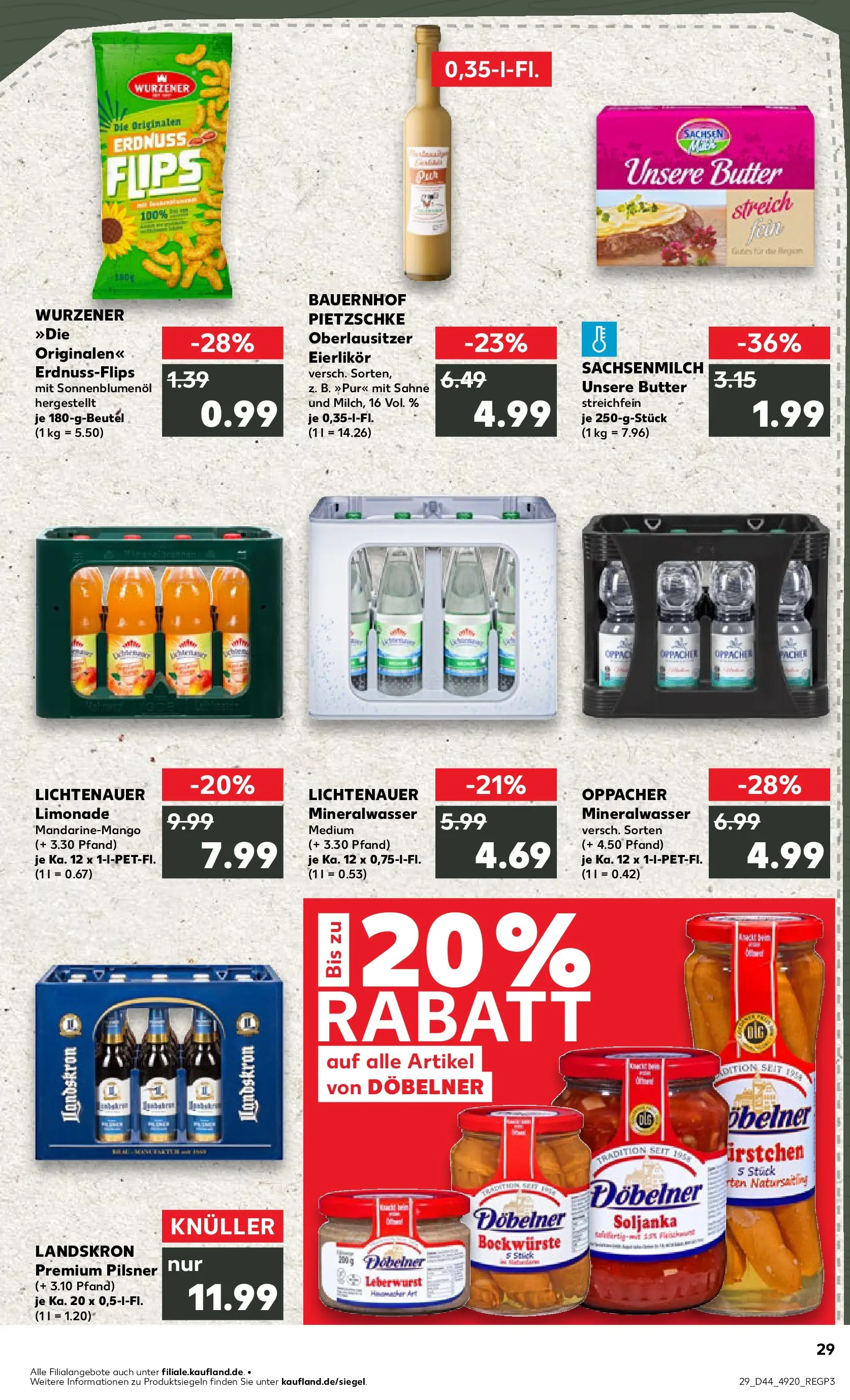 Prospekt Kaufland ab 03.11.2025 » Angebote Online zum Blättern | Seite: 29 | Produkte: Butter, Sonnenblumenol, Limonade, Mineralwasser