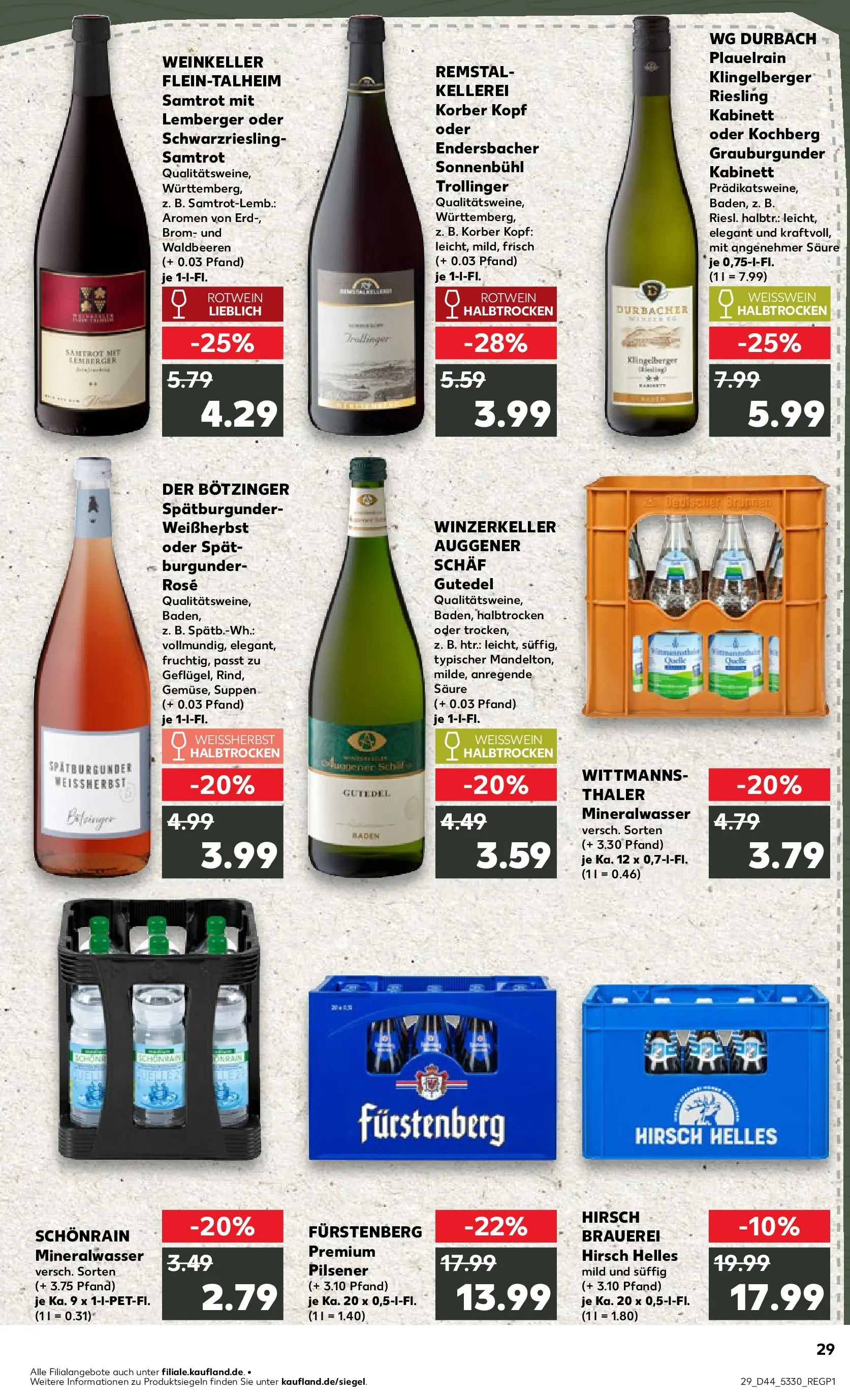 Prospekt Kaufland ab 03.11.2025 » Angebote und Werbung Online | Seite: 29 | Produkte: Weißwein, Rotwein, Weißwein halbtrocken, Mineralwasser Prospekt Kaufland ab 03.11.2025 » Angebote Online zum Blättern | Seite: 29 | Produkte: Weißwein, Rotwein, Weißwein halbtrocken, Mineralwasser