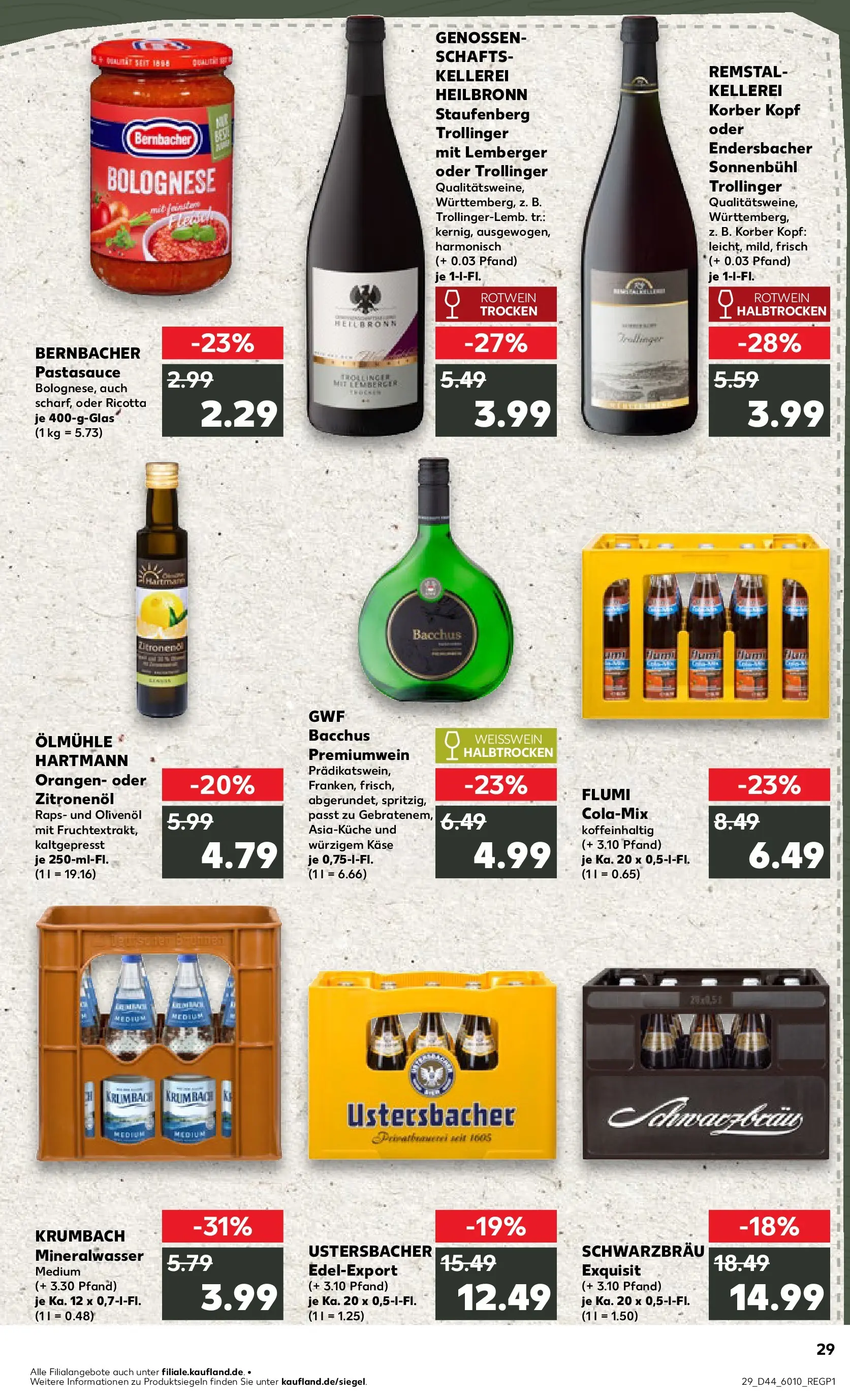 Prospekt Kaufland ab 03.11.2025 » Angebote Online zum Blättern | Seite: 29 | Produkte: Cola, Rotwein, Olivenol, Orangen
