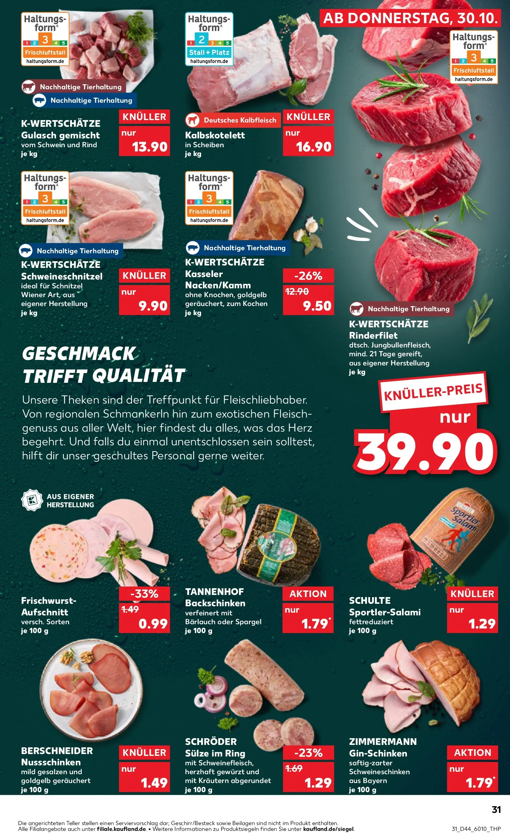 Prospekt Kaufland ab 03.11.2025 » Angebote Online zum Blättern | Seite: 31 | Produkte: Rinderfilet, Spargel, Gulasch, Fleisch