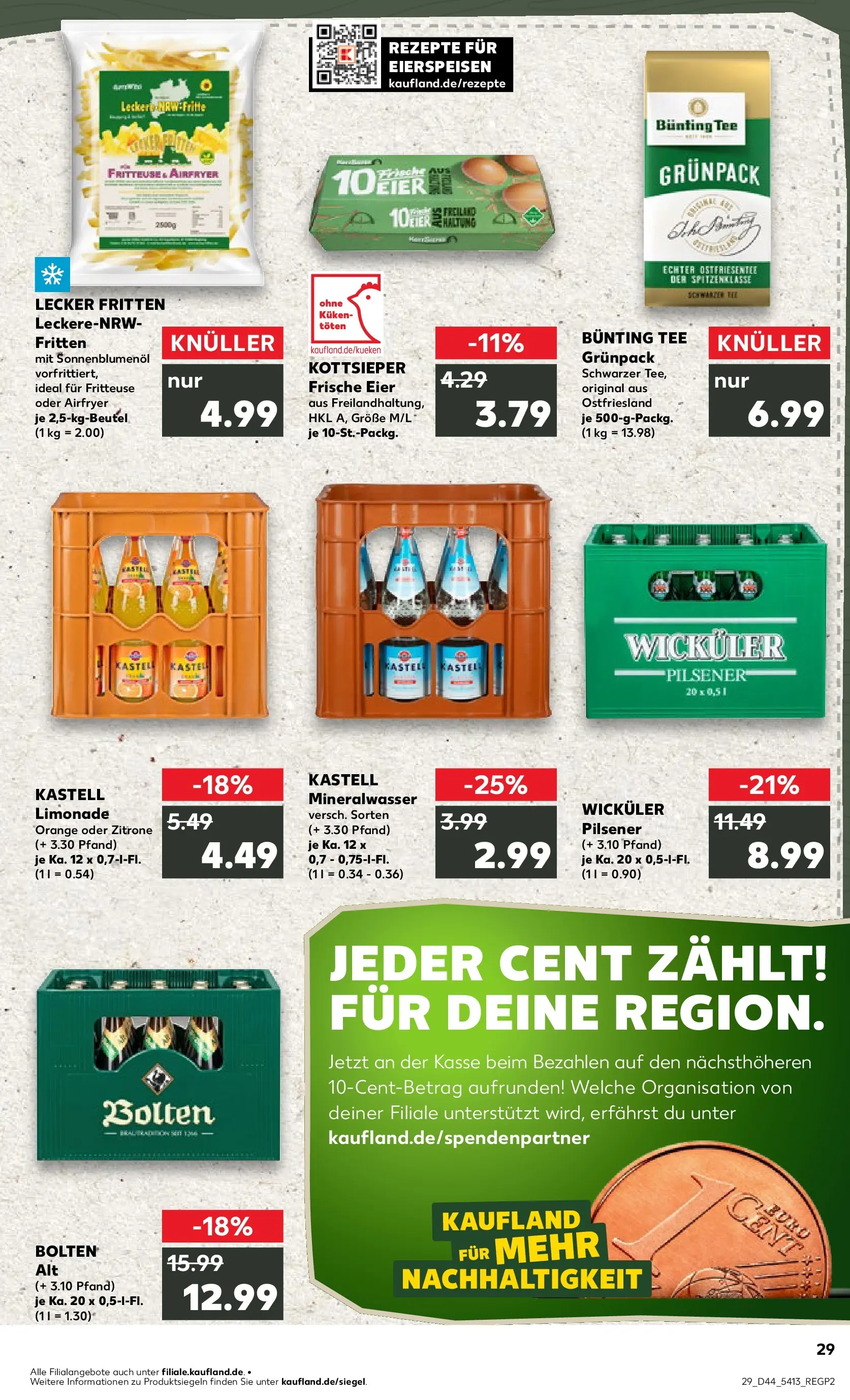 Prospekt Kaufland ab 03.11.2025 » Angebote Online zum Blättern | Seite: 29 | Produkte: Eier, Sonnenblumenol, Mineralwasser, Tee