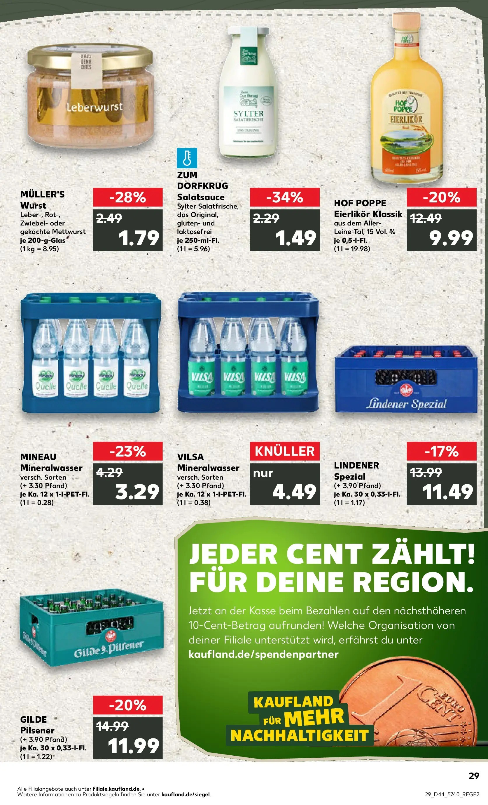 Prospekt Kaufland ab 03.11.2025 » Angebote Online zum Blättern | Seite: 29 | Produkte: Dressing, Mineralwasser, Wurst