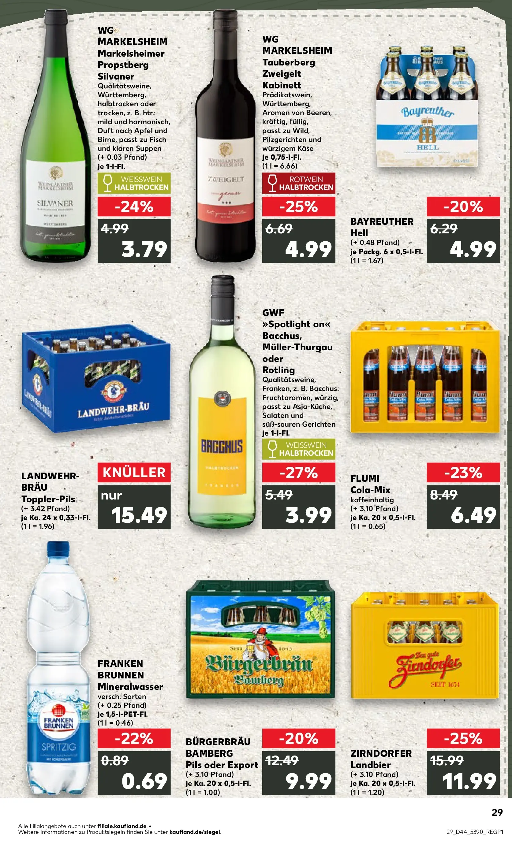Prospekt Kaufland ab 03.11.2025 » Angebote und Werbung Online | Seite: 29 | Produkte: Weißwein, Rotwein halbtrocken, Mineralwasser, Fisch Prospekt Kaufland ab 03.11.2025 » Angebote Online zum Blättern | Seite: 29 | Produkte: Weißwein, Rotwein halbtrocken, Mineralwasser, Fisch