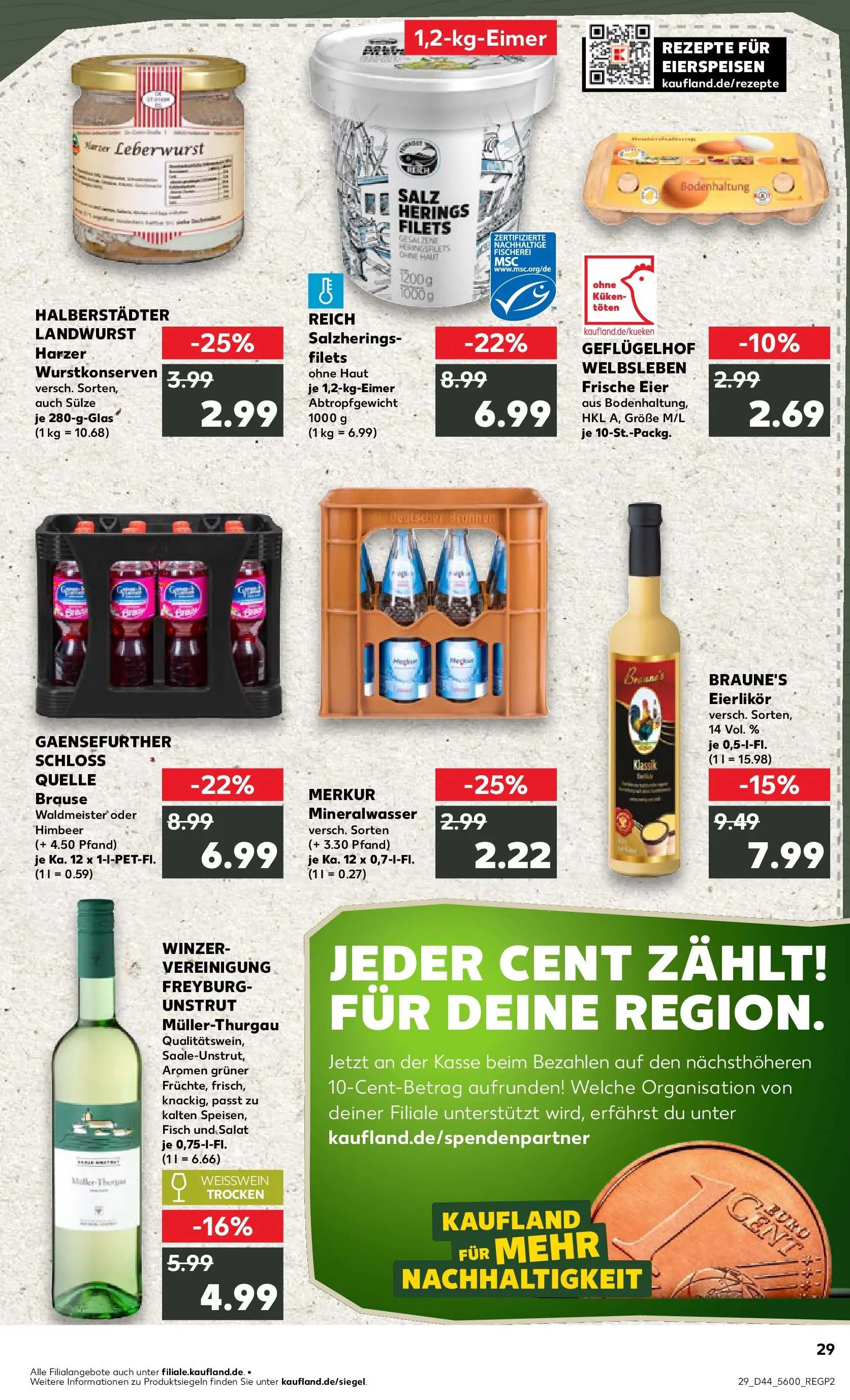 Prospekt Kaufland ab 03.11.2025 » Angebote Online zum Blättern | Seite: 29 | Produkte: Eier, Weißwein trocken, Fisch, Salat