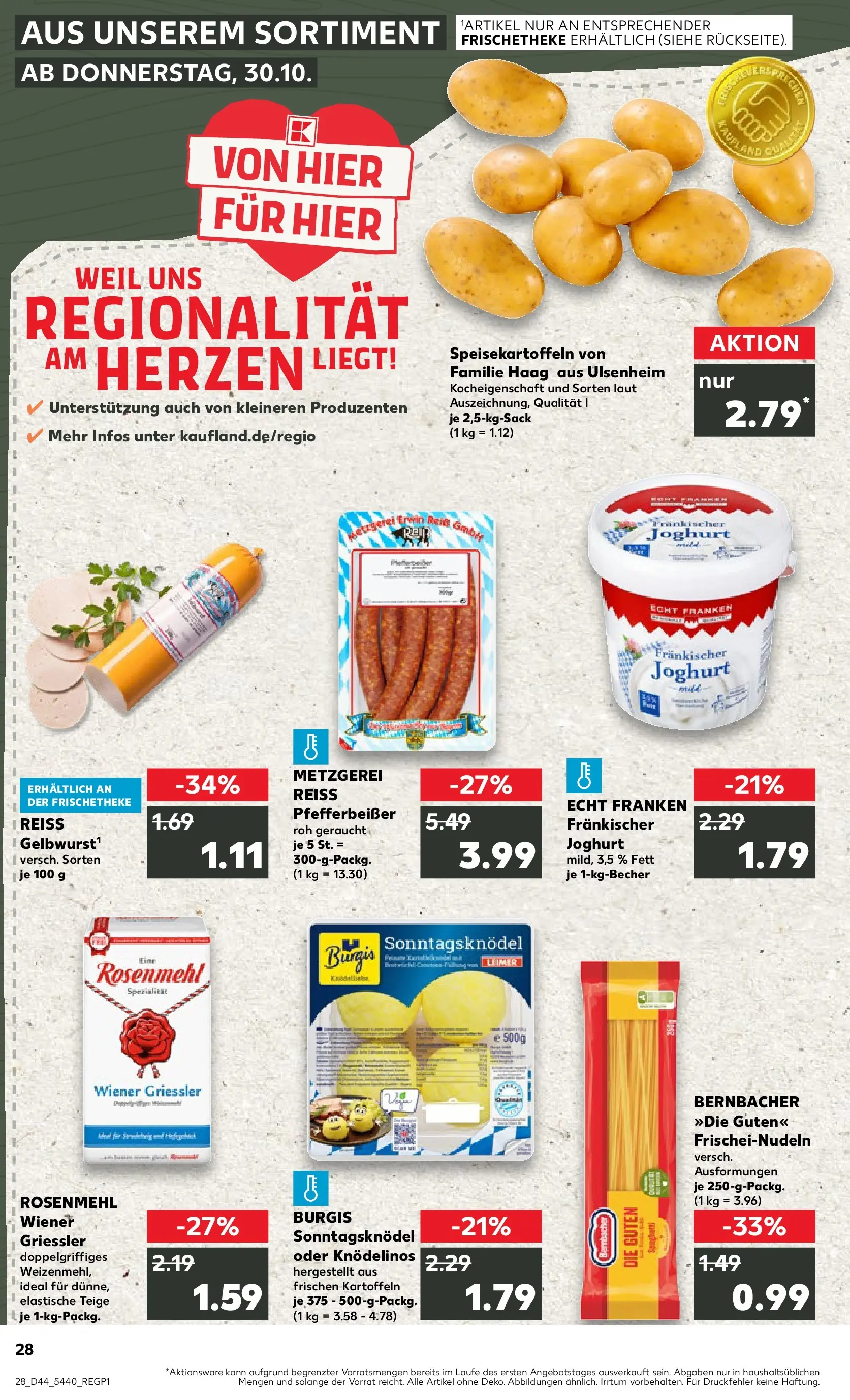 Prospekt Kaufland ab 03.11.2025 » Angebote Online zum Blättern | Seite: 28 | Produkte: Joghurt, Kartoffeln, Pasta