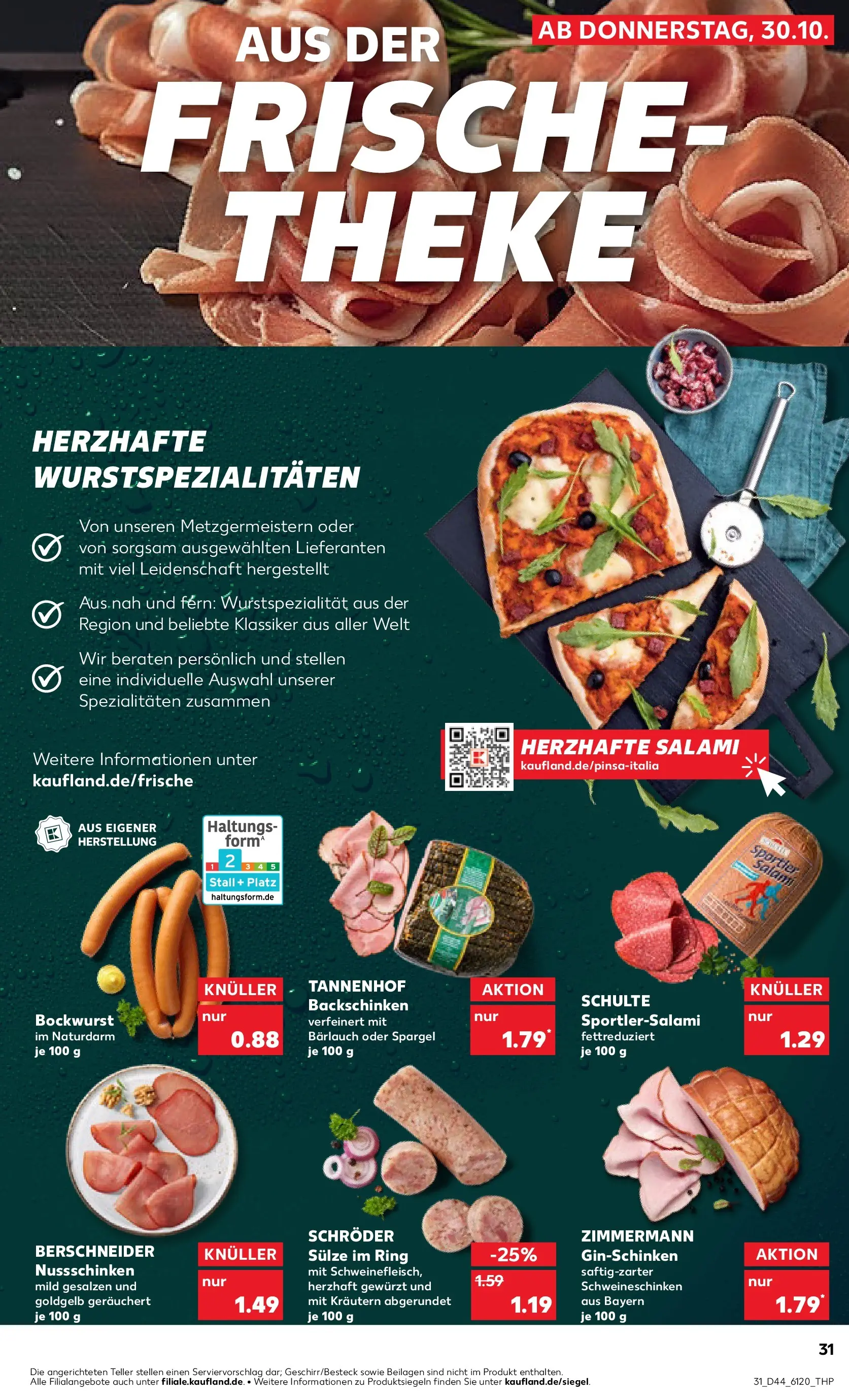 Prospekt Kaufland ab 03.11.2025 » Angebote Online zum Blättern | Seite: 31 | Produkte: Bockwurst, Theke, Spargel, Salami