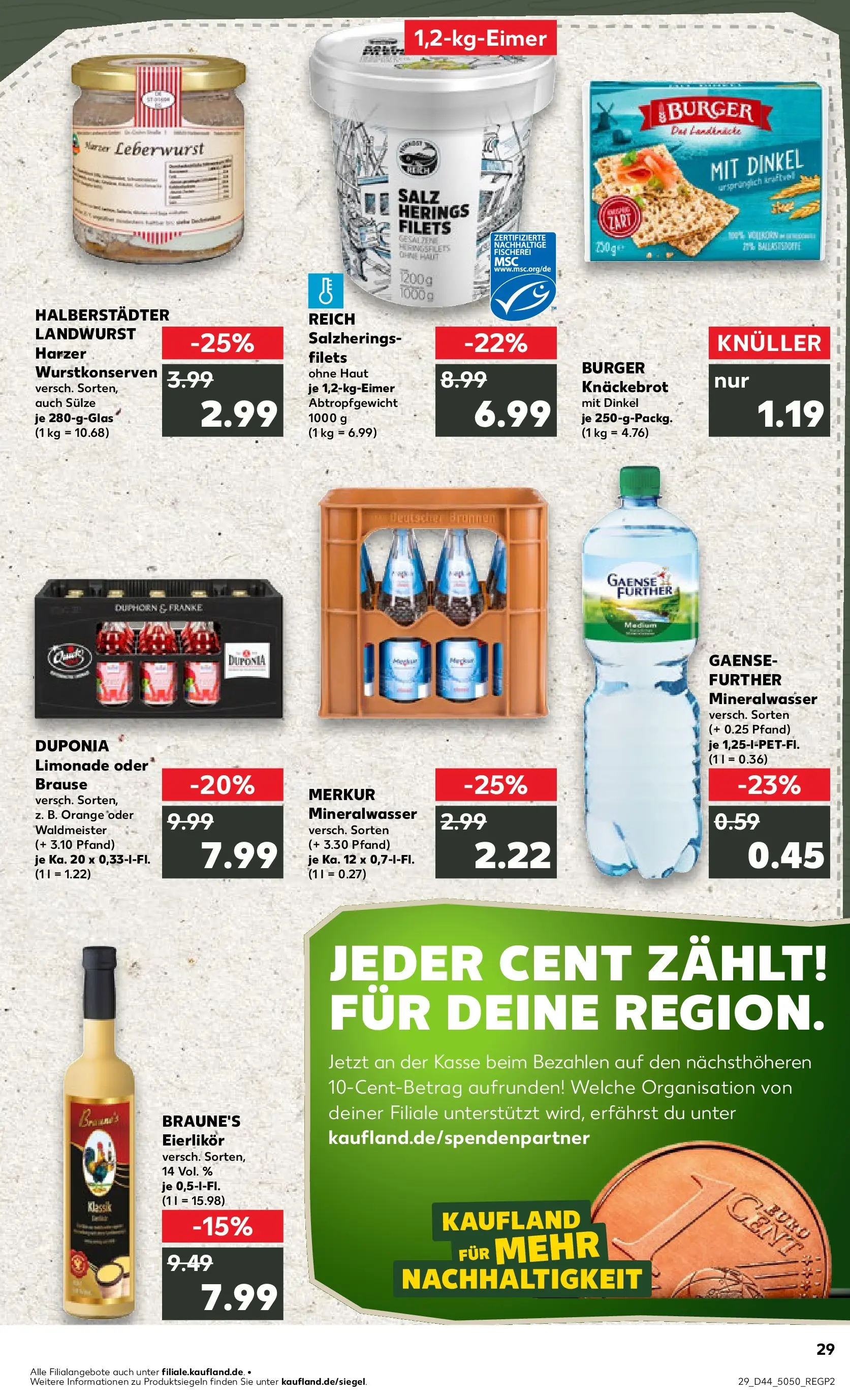 Prospekt Kaufland ab 03.11.2025 » Angebote Online zum Blättern | Seite: 29 | Produkte: Burger, Limonade, Mineralwasser, Salz
