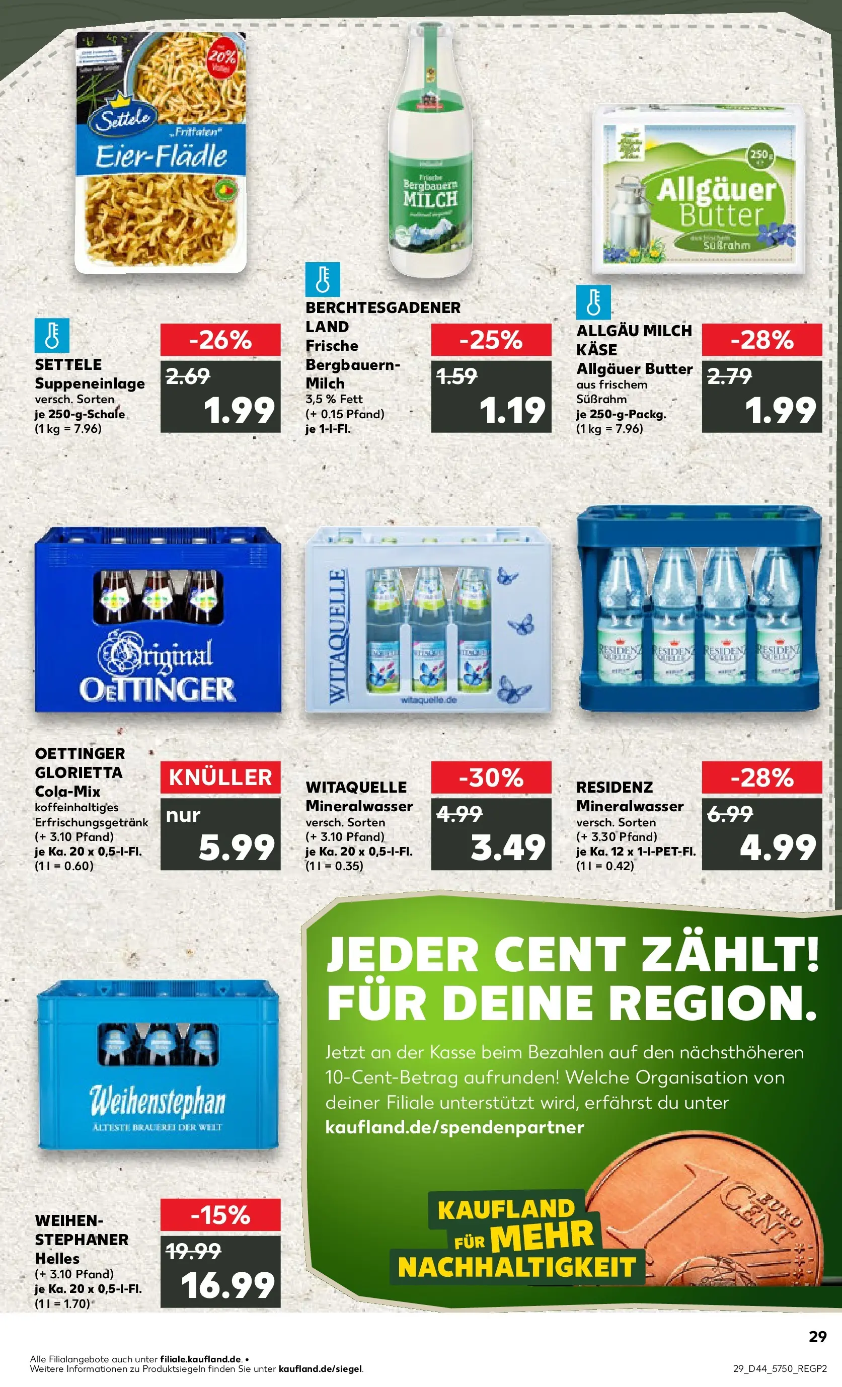 Prospekt Kaufland ab 03.11.2025 » Angebote Online zum Blättern | Seite: 29 | Produkte: Cola, Milch, Käse, Oettinger