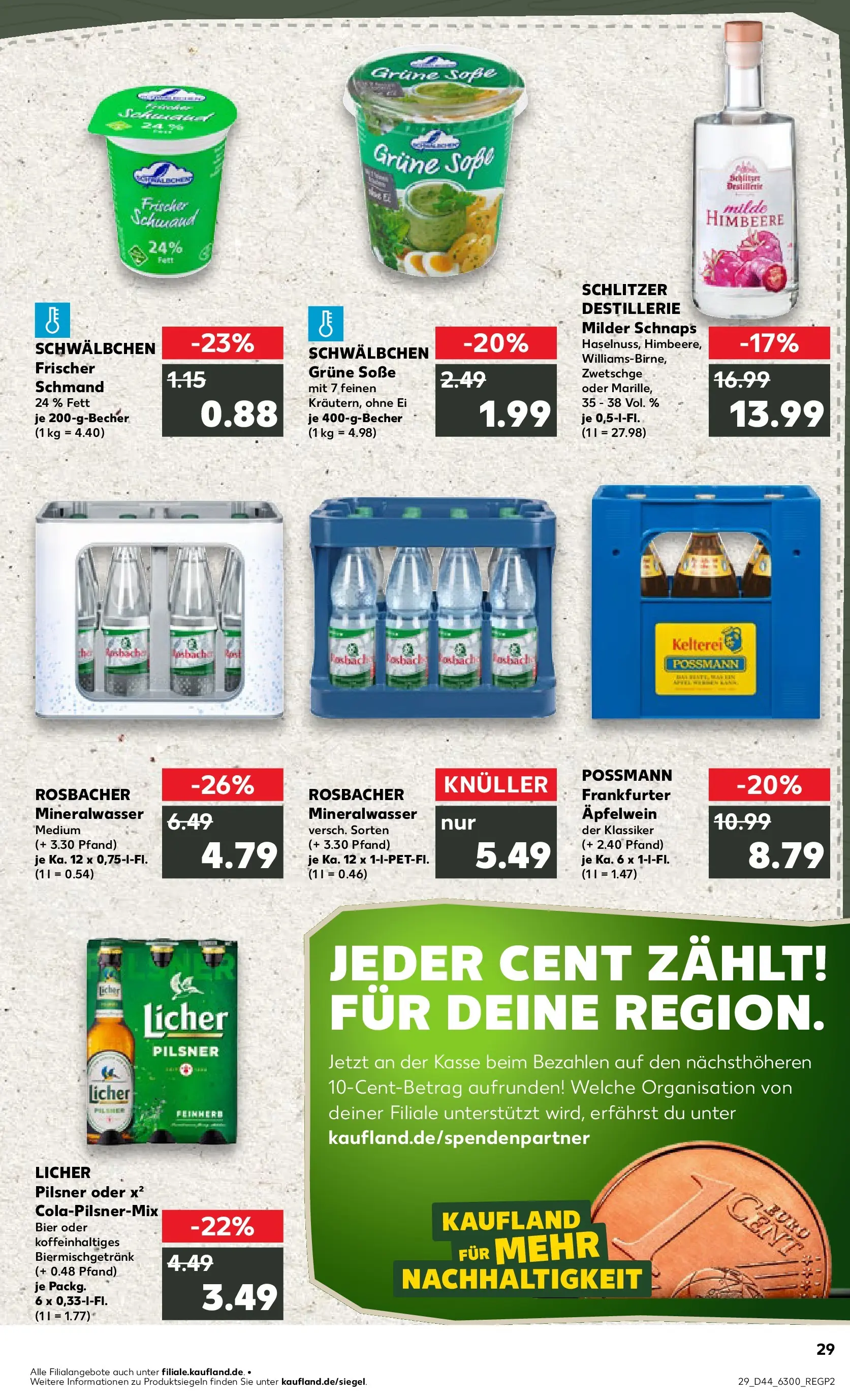 Prospekt Kaufland ab 03.11.2025 » Angebote Online zum Blättern | Seite: 29 | Produkte: Schnaps, Mineralwasser, Soße, Asbach