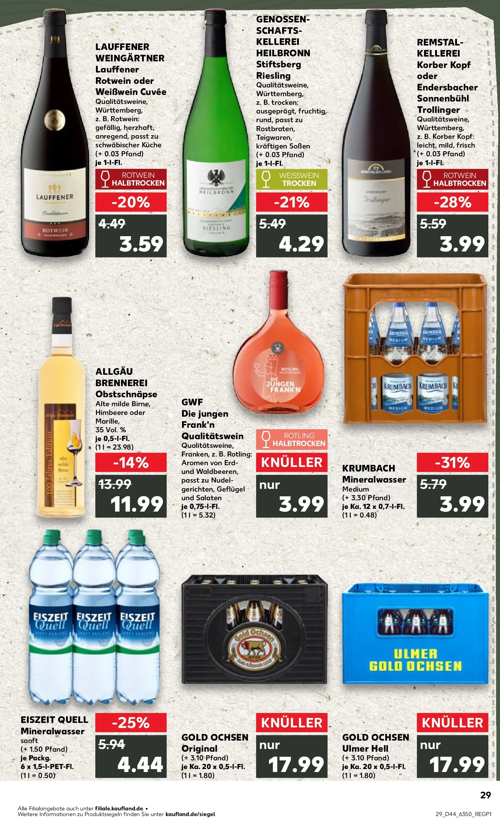 Prospekt Kaufland ab 03.11.2025 » Angebote Online zum Blättern | Seite: 29 | Produkte: Weißwein, Rotwein halbtrocken, Küche, Himbeere