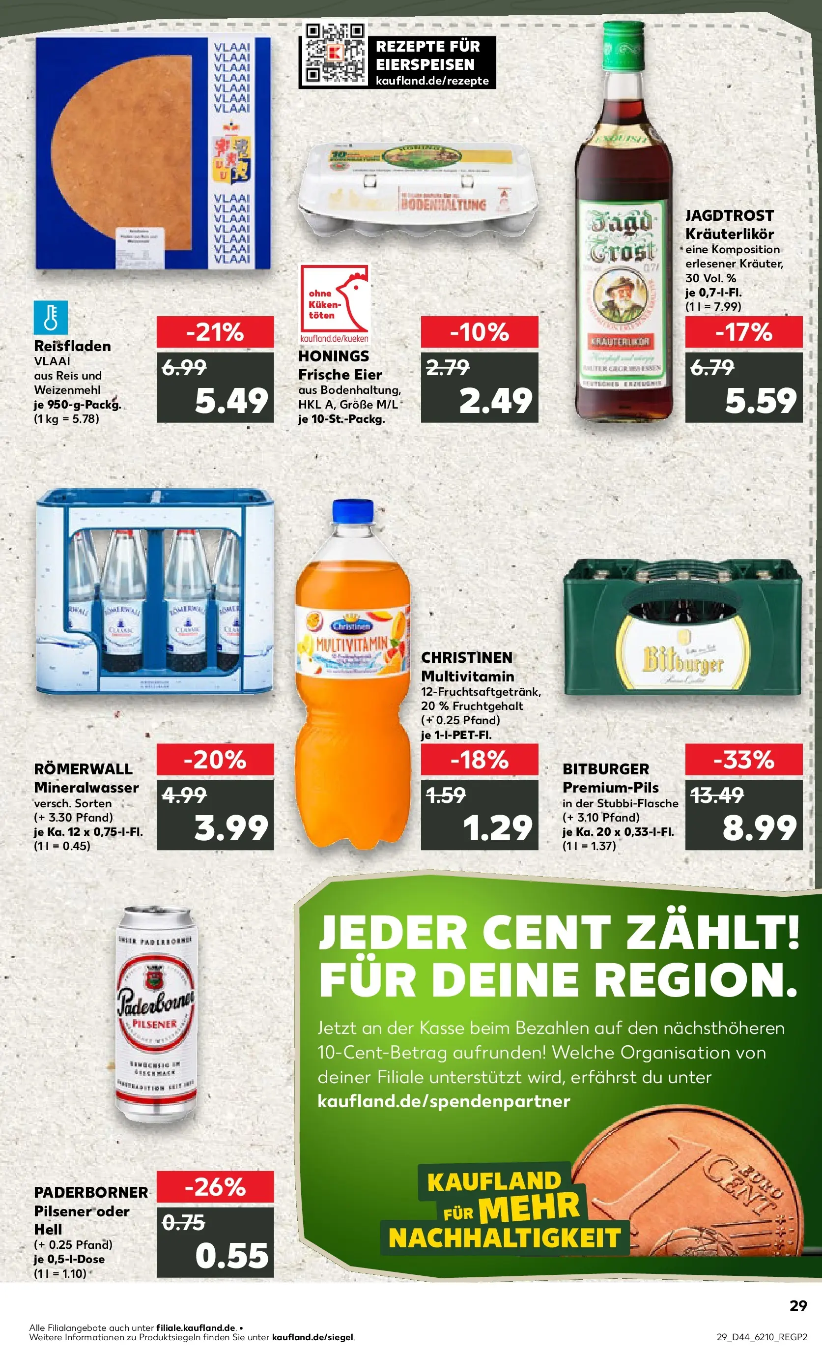 Prospekt Kaufland ab 02.11.2025 » Angebote Online zum Blättern | Seite: 29 | Produkte: Bitburger, Eier, Mineralwasser, Reis