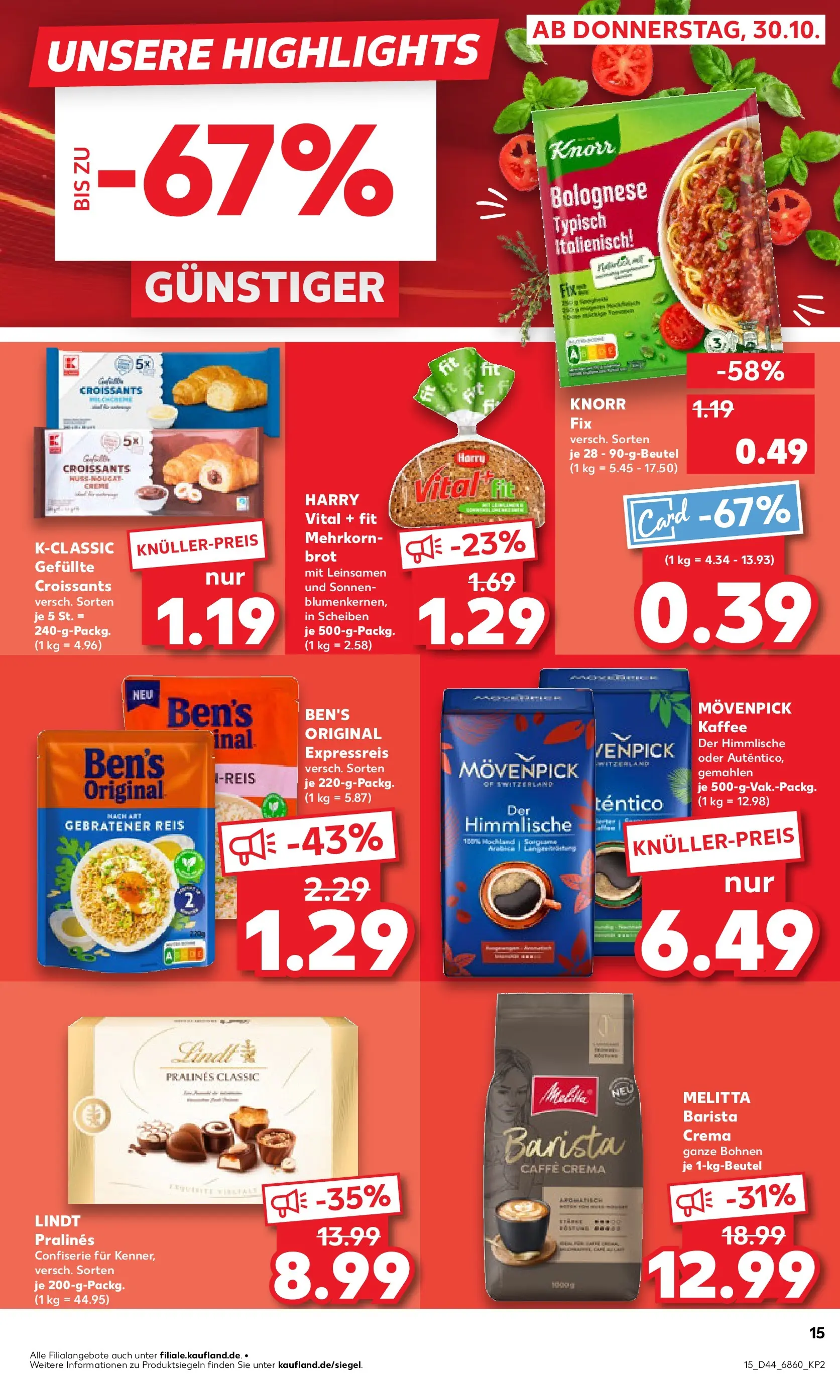 Prospekt Kaufland ab 03.11.2025 » Angebote Online zum Blättern | Seite: 15 | Produkte: Knorr fix, Knorr, Movenpick kaffee, Reis