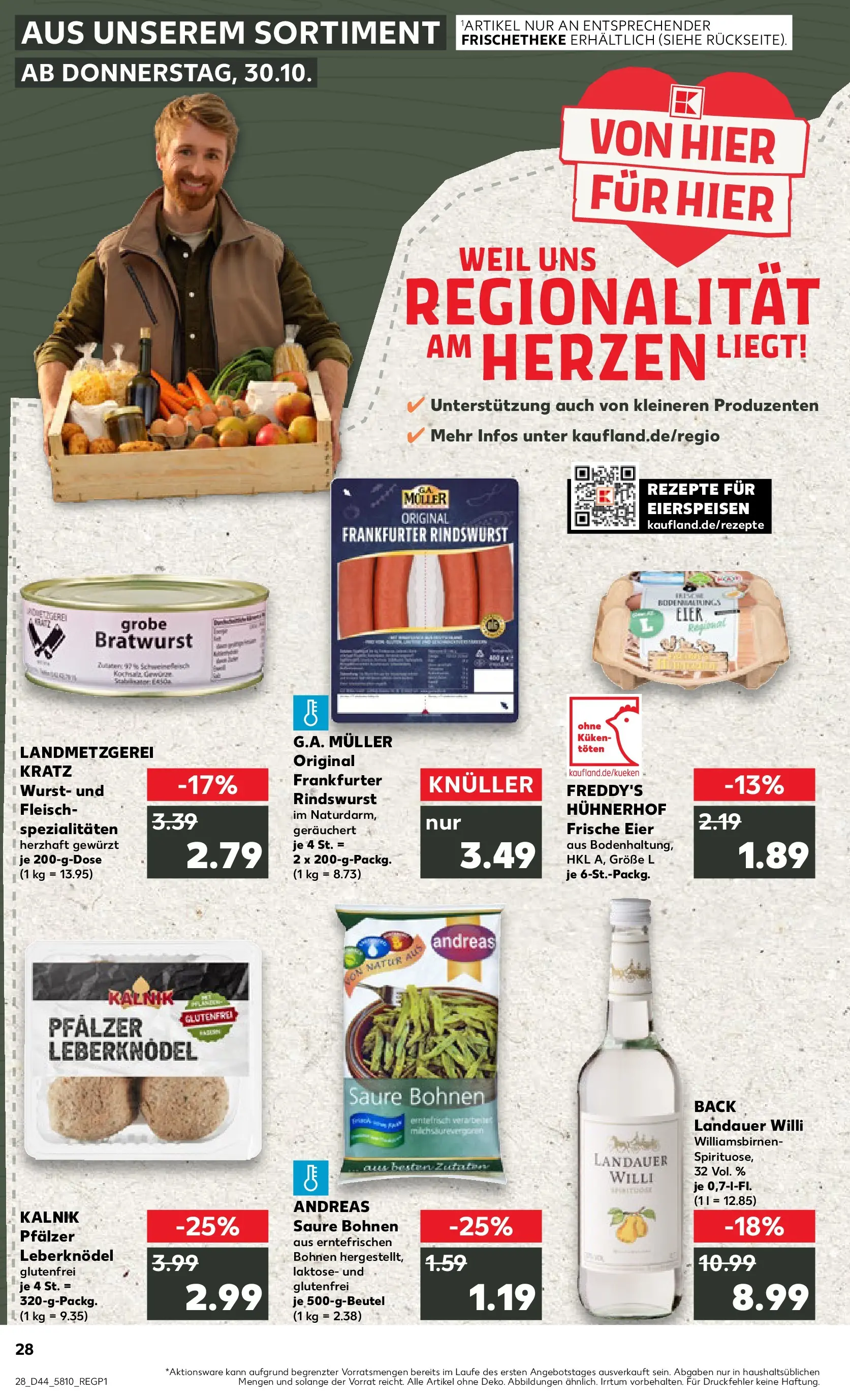 Prospekt Kaufland ab 03.11.2025 » Angebote Online zum Blättern | Seite: 28 | Produkte: Eier, Bratwurst, Wurst, Fleisch