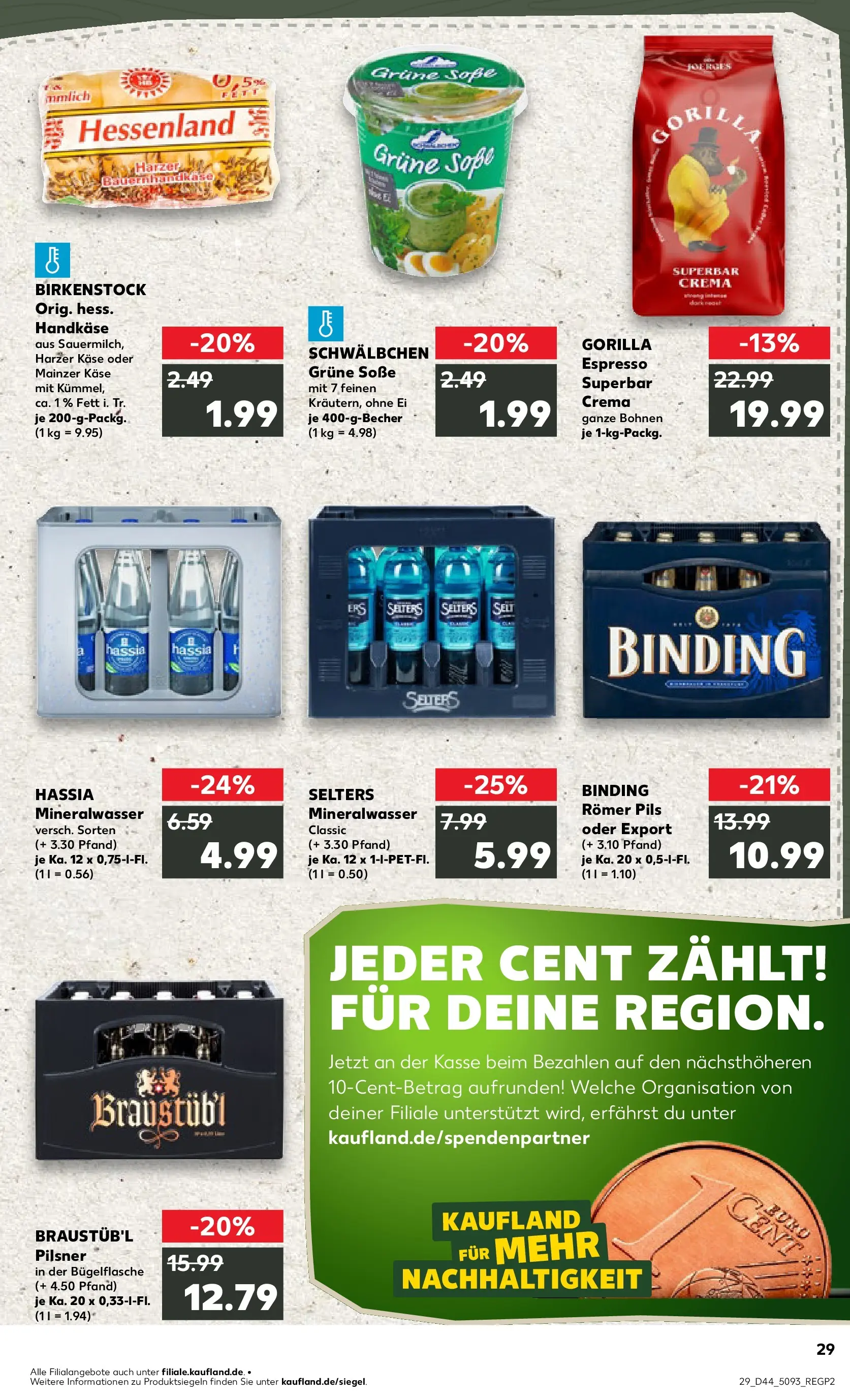 Prospekt Kaufland ab 03.11.2025 » Angebote Online zum Blättern | Seite: 29 | Produkte: Käse, Pils, Mineralwasser, Soße
