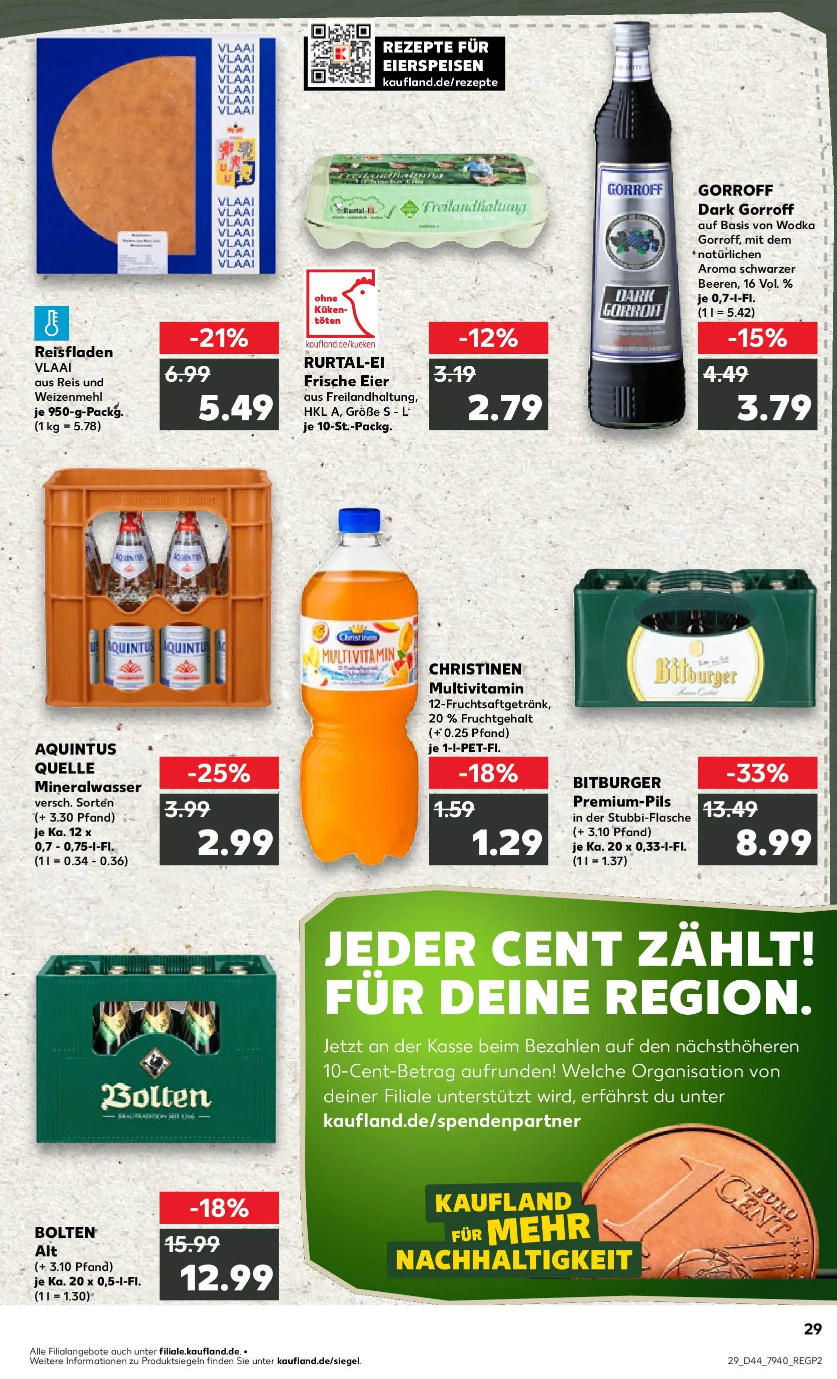 Prospekt Kaufland ab 03.11.2025 » Angebote Online zum Blättern | Seite: 29 | Produkte: Bitburger, Weizenmehl, Mineralwasser, Vodka
