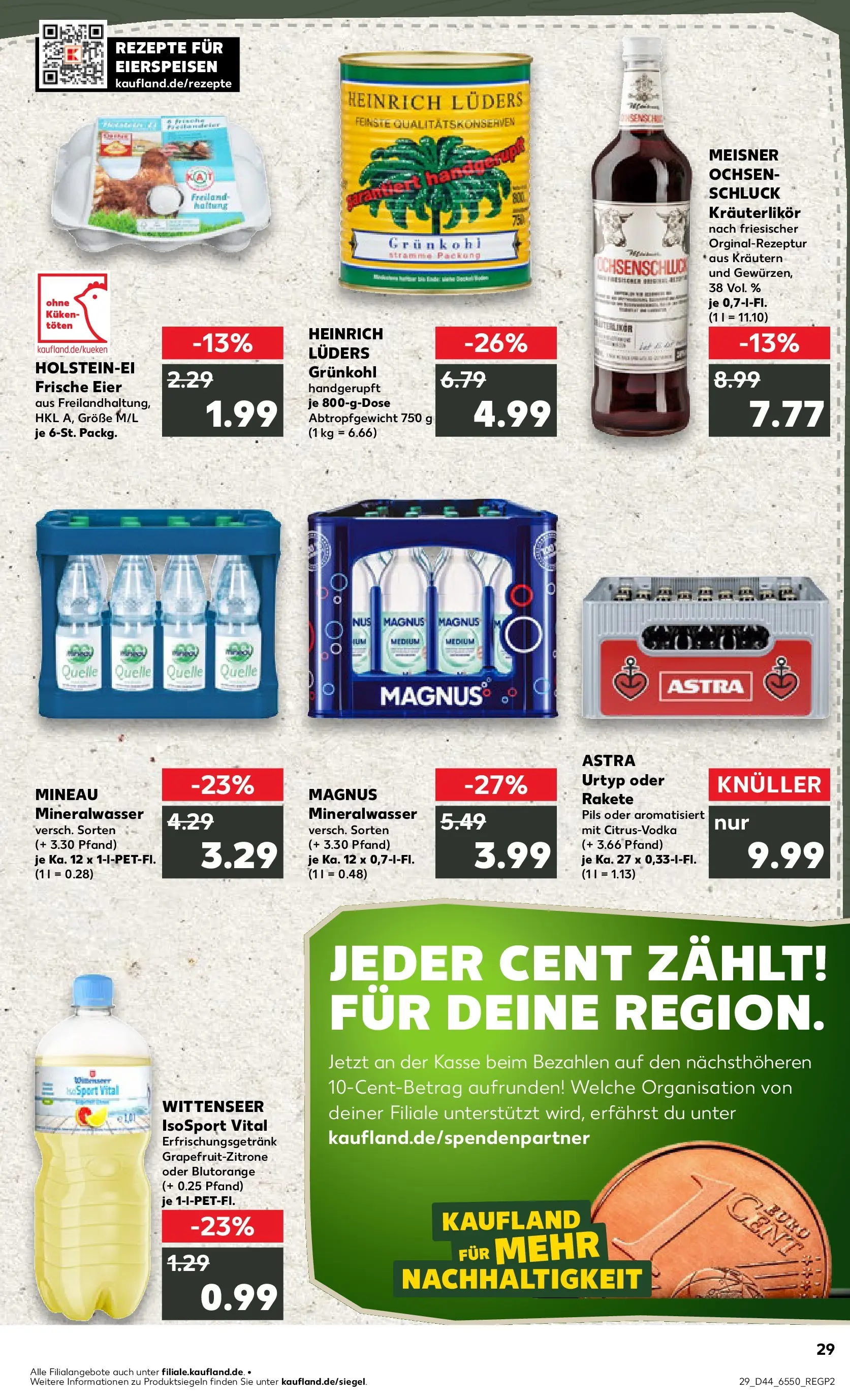 Prospekt Kaufland ab 03.11.2025 » Angebote Online zum Blättern | Seite: 29 | Produkte: Eier, Pils, Astra, Mineralwasser