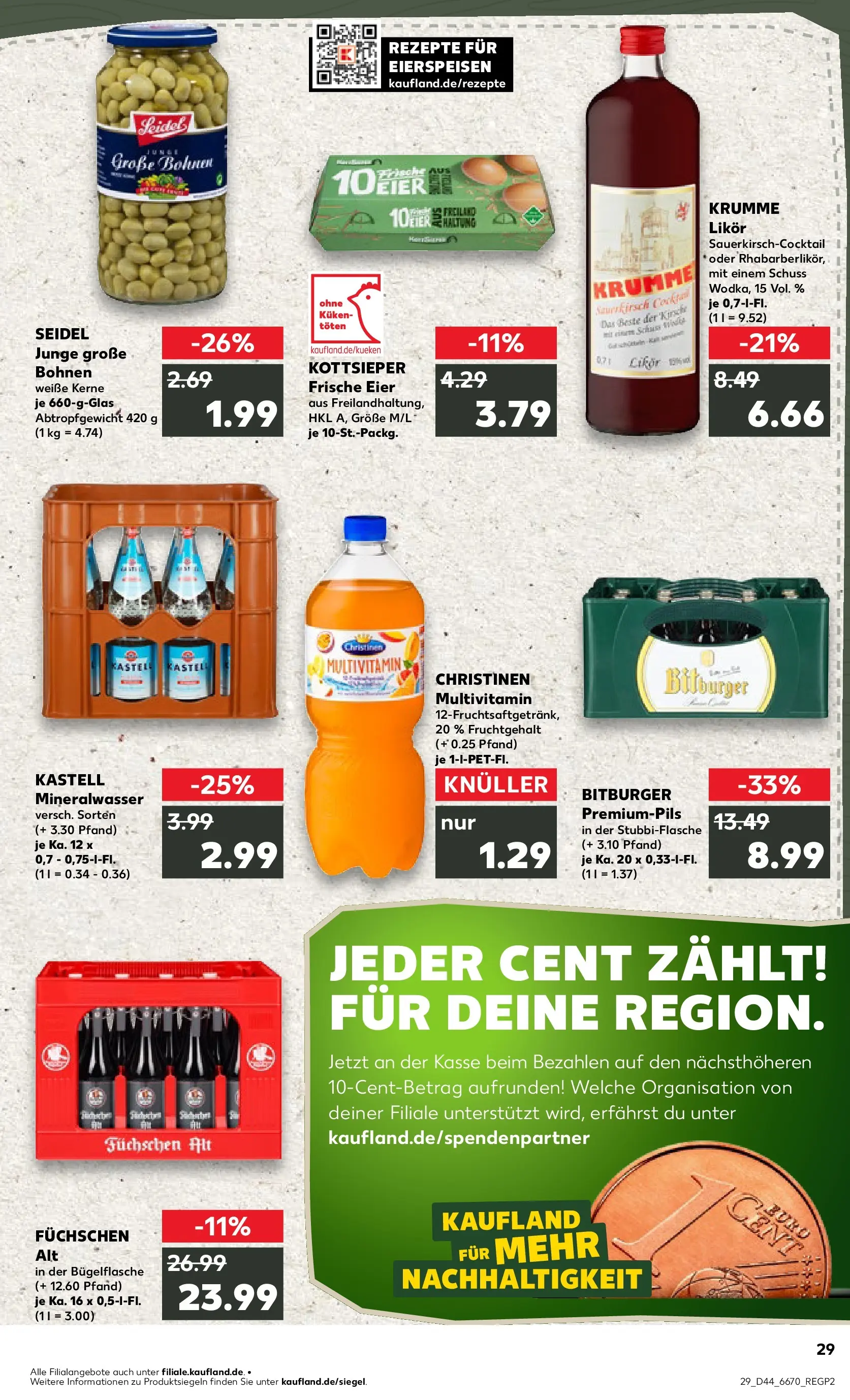 Prospekt Kaufland ab 03.11.2025 » Angebote Online zum Blättern | Seite: 29 | Produkte: Bitburger, Eier, Likör, Mineralwasser