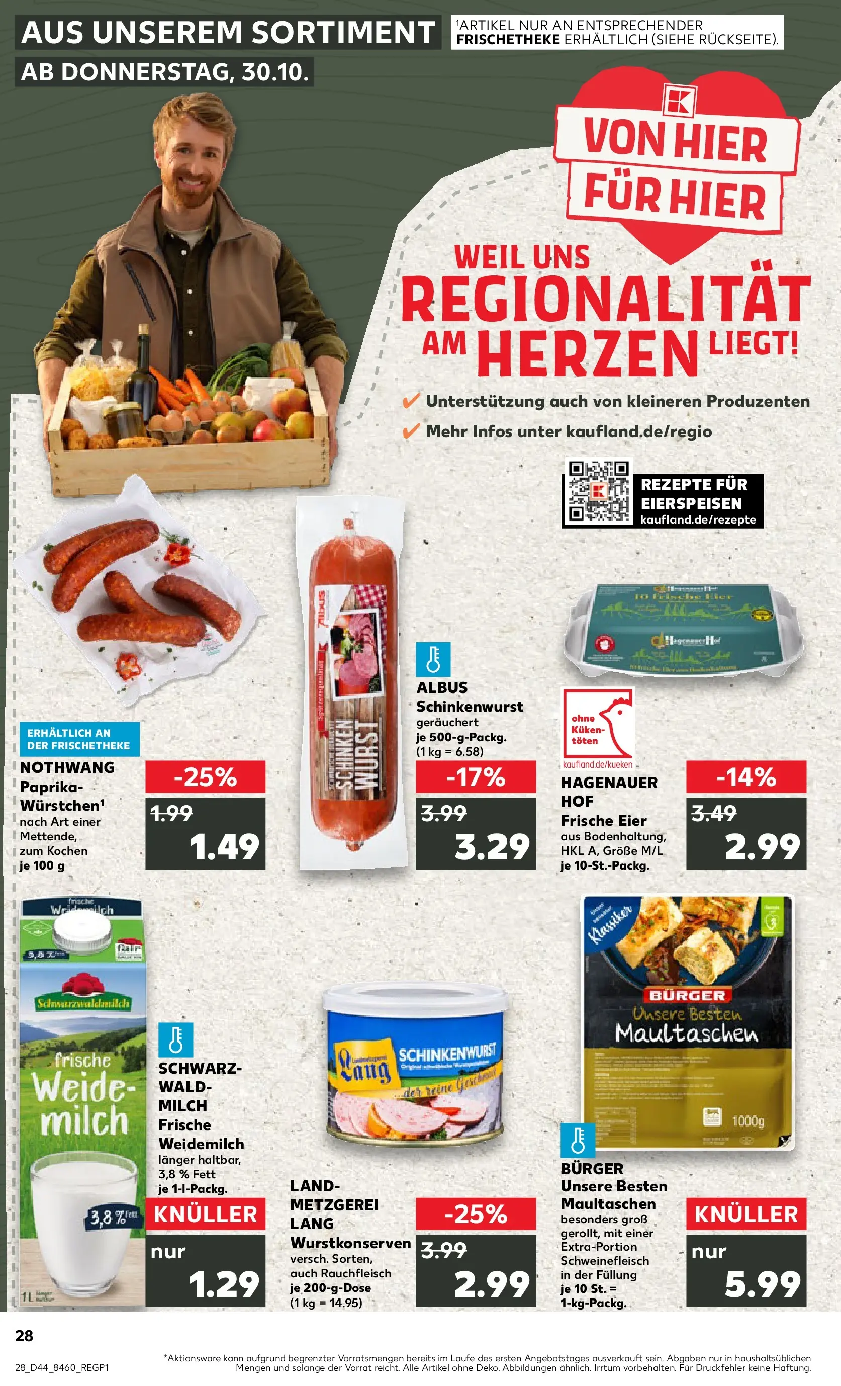 Prospekt Kaufland ab 03.11.2025 » Angebote Online zum Blättern | Seite: 28 | Produkte: Eier, Pasta, Schinken, Maultaschen