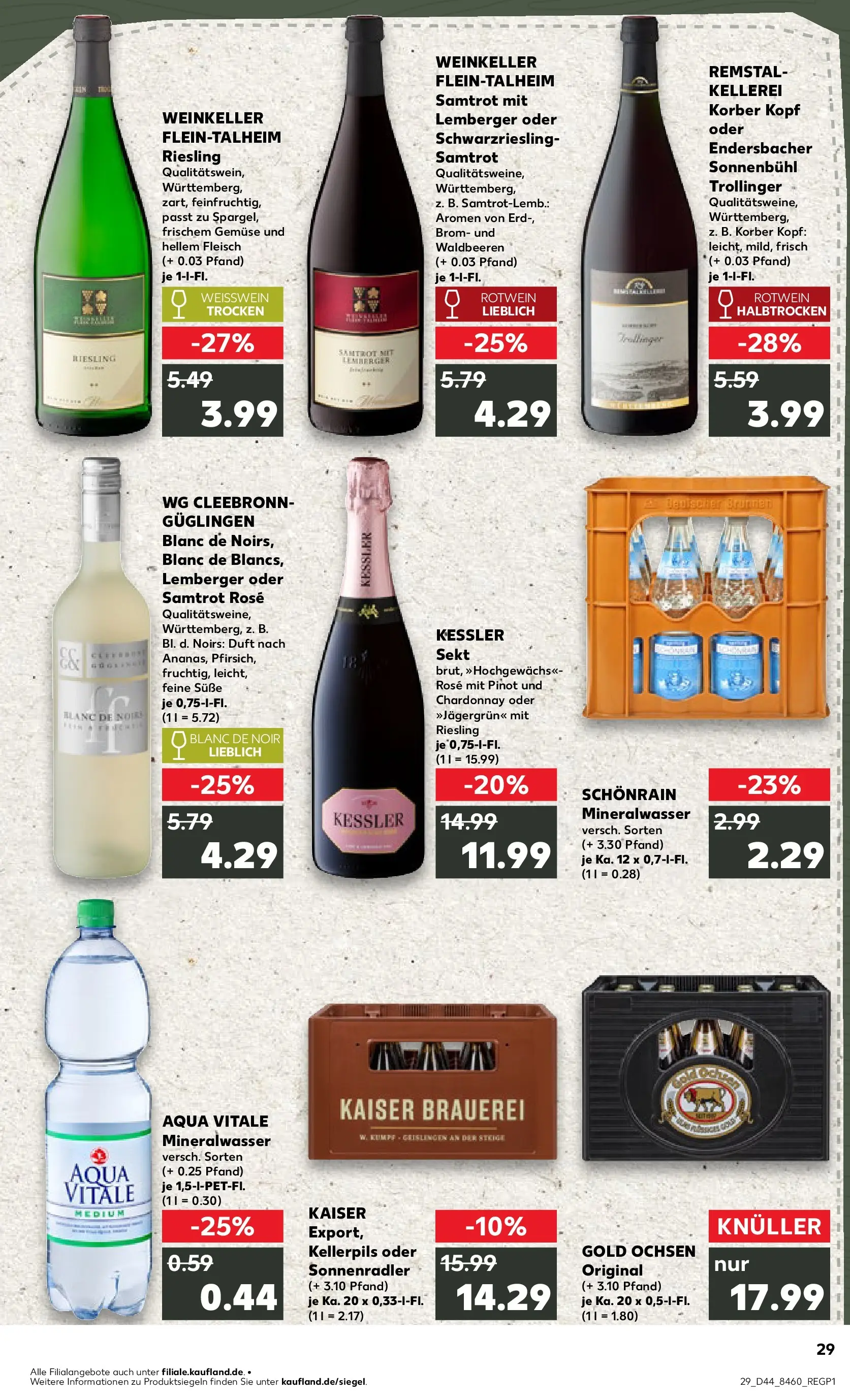 Prospekt Kaufland ab 03.11.2025 » Angebote Online zum Blättern | Seite: 29 | Produkte: Weißwein, Rotwein, Rotwein trocken, Gemüse