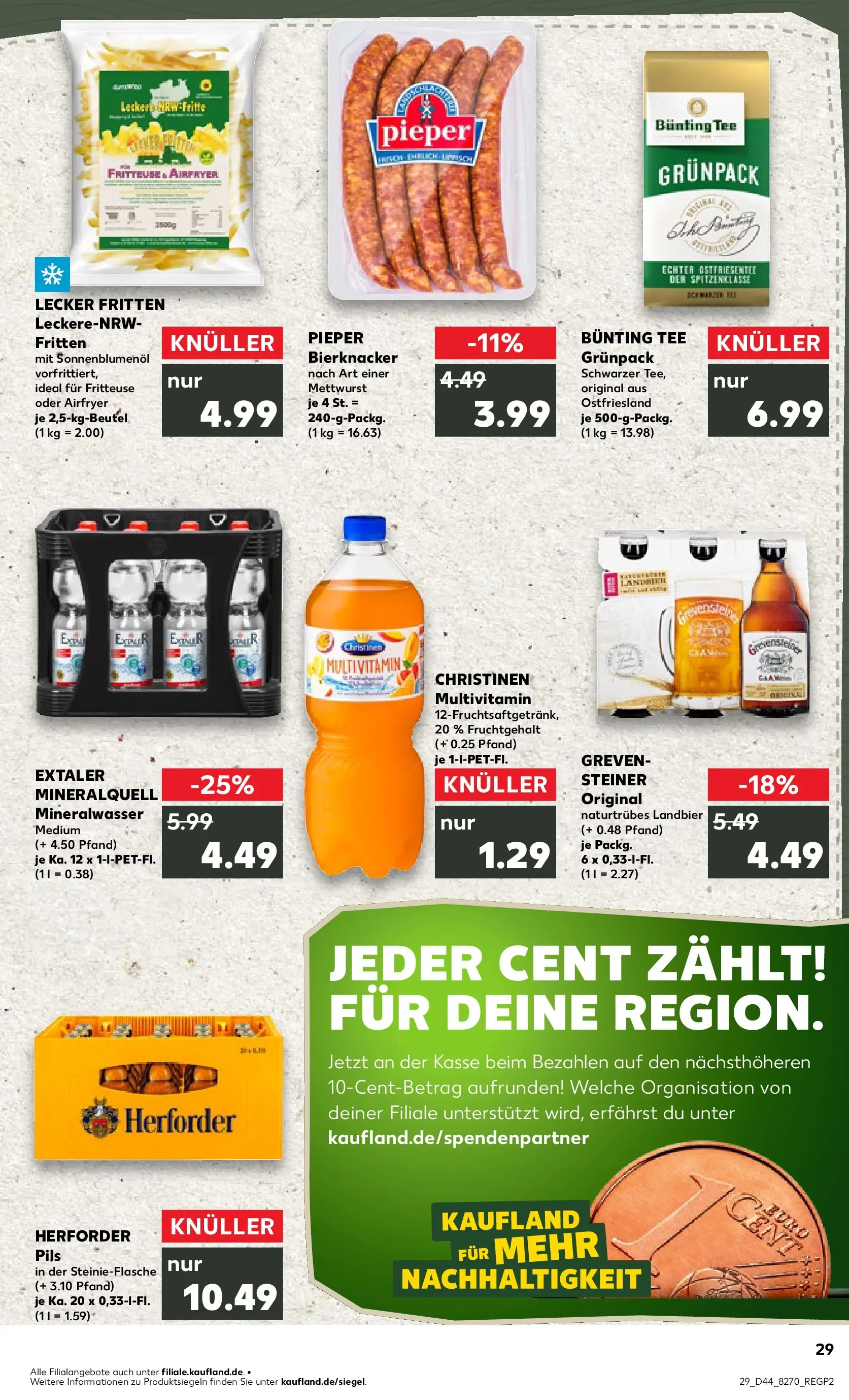 Prospekt Kaufland ab 03.11.2025 » Angebote Online zum Blättern | Seite: 29 | Produkte: Sonnenblumenol, Mineralwasser, Tee, Fritteuse