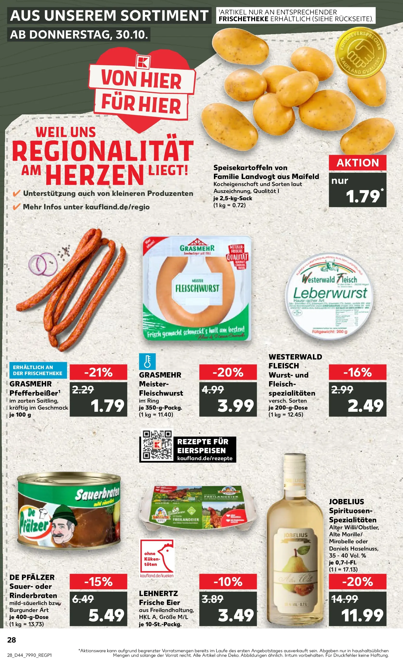 Prospekt Kaufland ab 03.11.2025 » Angebote Online zum Blättern | Seite: 28 | Produkte: Rinderbraten, Eier, Wurst, Fleisch