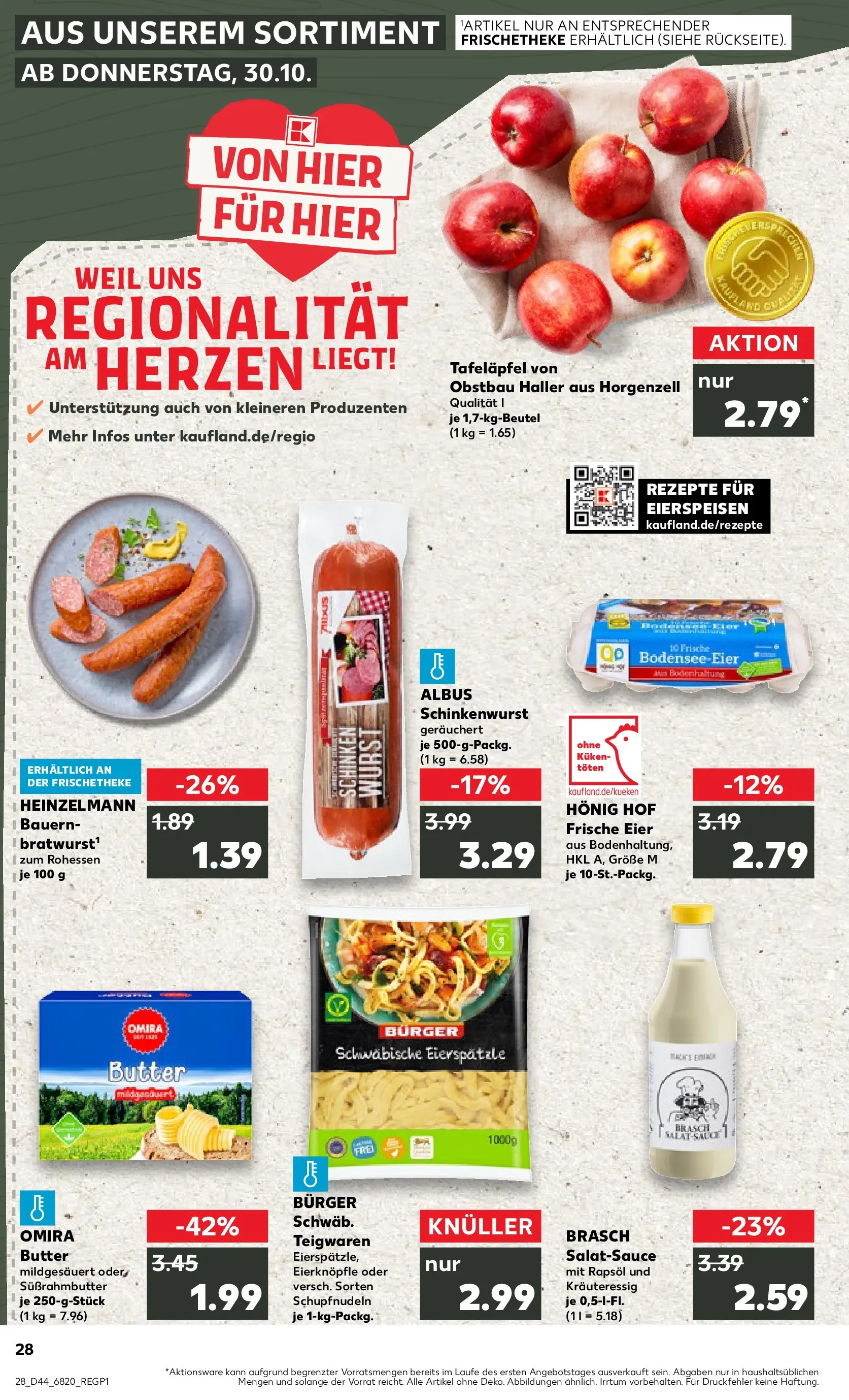 Prospekt Kaufland ab 03.11.2025 » Angebote Online zum Blättern | Seite: 28 | Produkte: Butter, Rapsöl, Dressing, Wurst