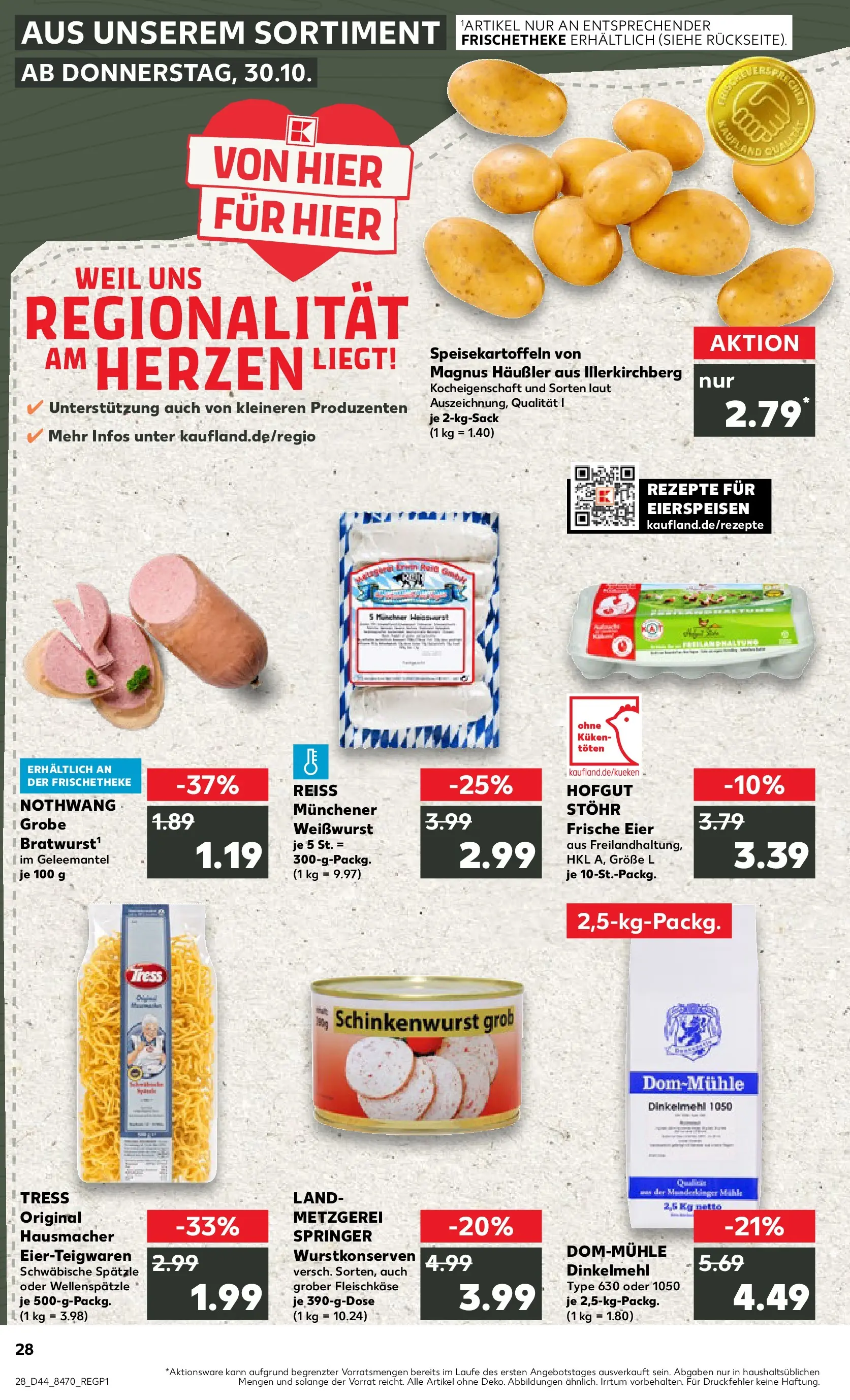 Prospekt Kaufland ab 03.11.2025 » Angebote Online zum Blättern | Seite: 28 | Produkte: Eier, Weißwurst, Pasta