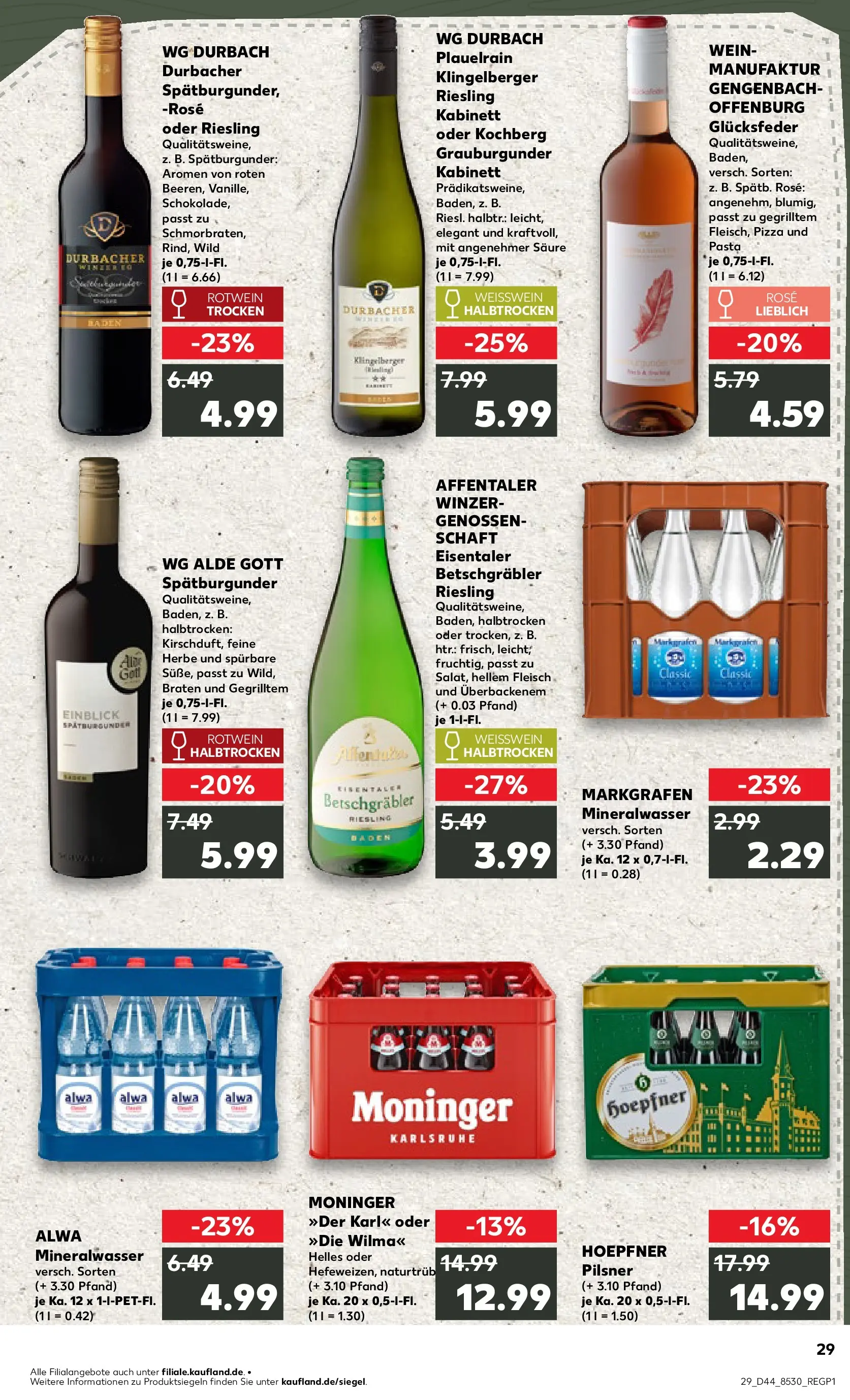 Prospekt Kaufland ab 03.11.2025 » Angebote und Werbung Online | Seite: 29 | Produkte: Rotwein, Weißwein trocken, Mineralwasser, Pasta Prospekt Kaufland ab 03.11.2025 » Angebote Online zum Blättern | Seite: 29 | Produkte: Rotwein, Weißwein trocken, Mineralwasser, Pasta