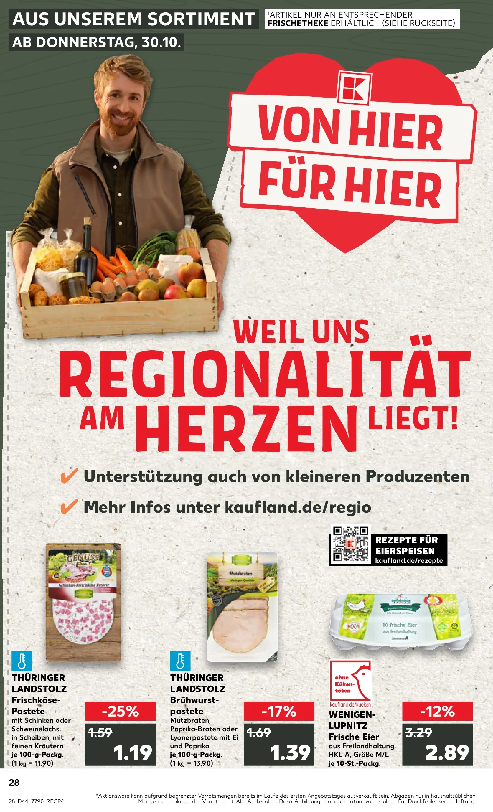 Prospekt Kaufland ab 03.11.2025 » Angebote Online zum Blättern | Seite: 28 | Produkte: Eier, Paprika, Schinken, Frischkase