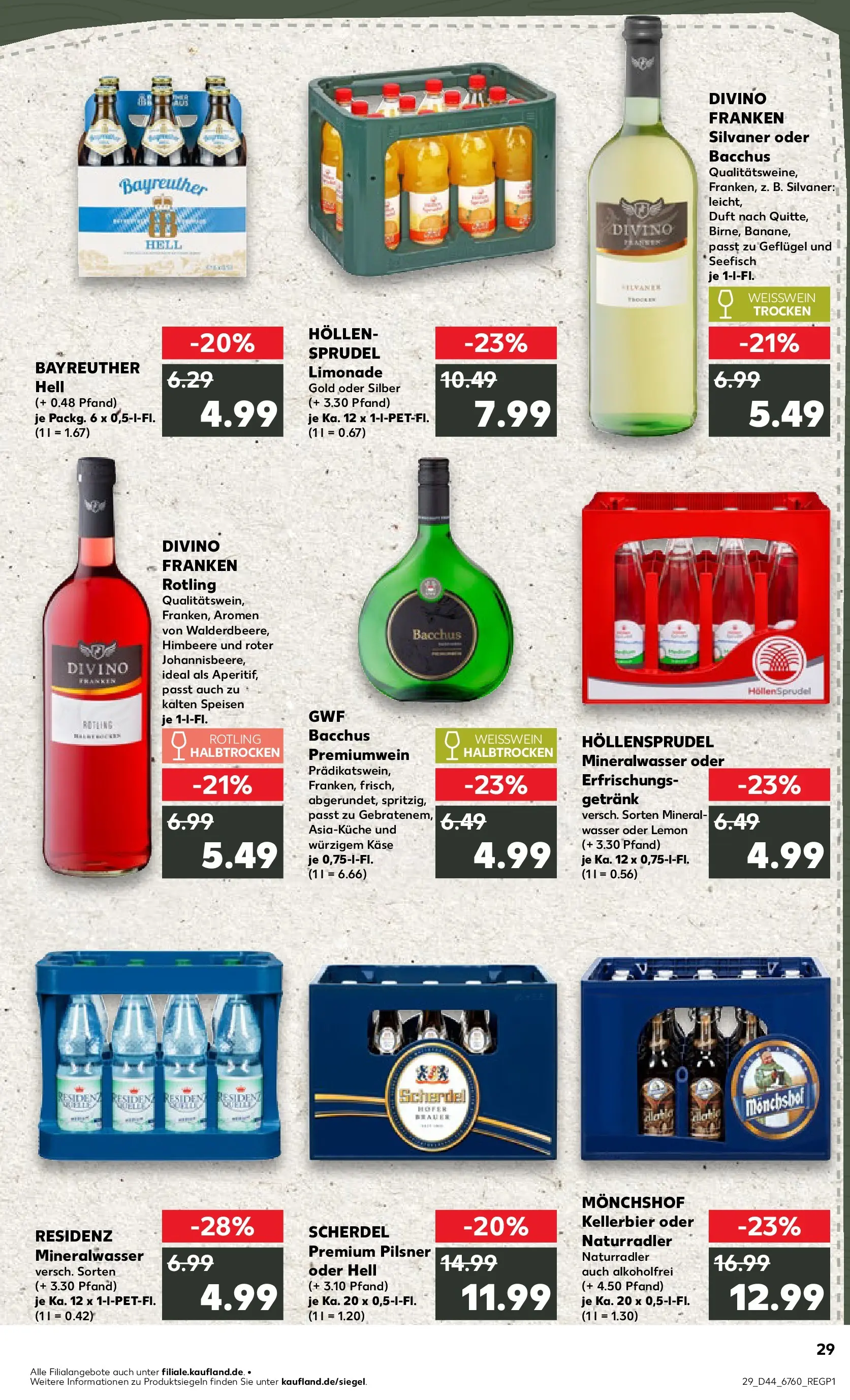 Prospekt Kaufland ab 03.11.2025 » Angebote und Werbung Online | Seite: 29 | Produkte: Bayreuther hell, Weißwein, Duft, Wasser Prospekt Kaufland ab 03.11.2025 » Angebote Online zum Blättern | Seite: 29 | Produkte: Bayreuther hell, Weißwein, Duft, Wasser